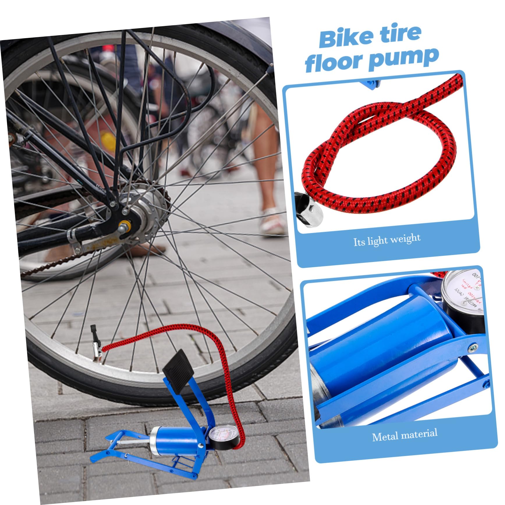 UPKOCH aktivierte Standpumpe Auto Reifenpumpe Fahrrad Rennrad Reifenpumpe Pumpe für den Zyklus Luft Pumpbike Hochdruck-Fußpumpe Standpumpen Inflator Bodenpumpe Eisen Blau