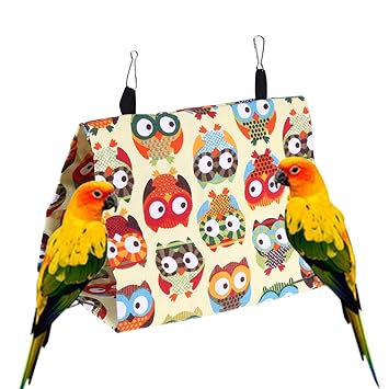 POPETPOP Bird Snuggle Hut-Pet Bird Nest House Bed,Parrot Habitat Cave Hanging Tent for Parrots Budgies Parakeet Cockatiels Lovebird Conure-Large