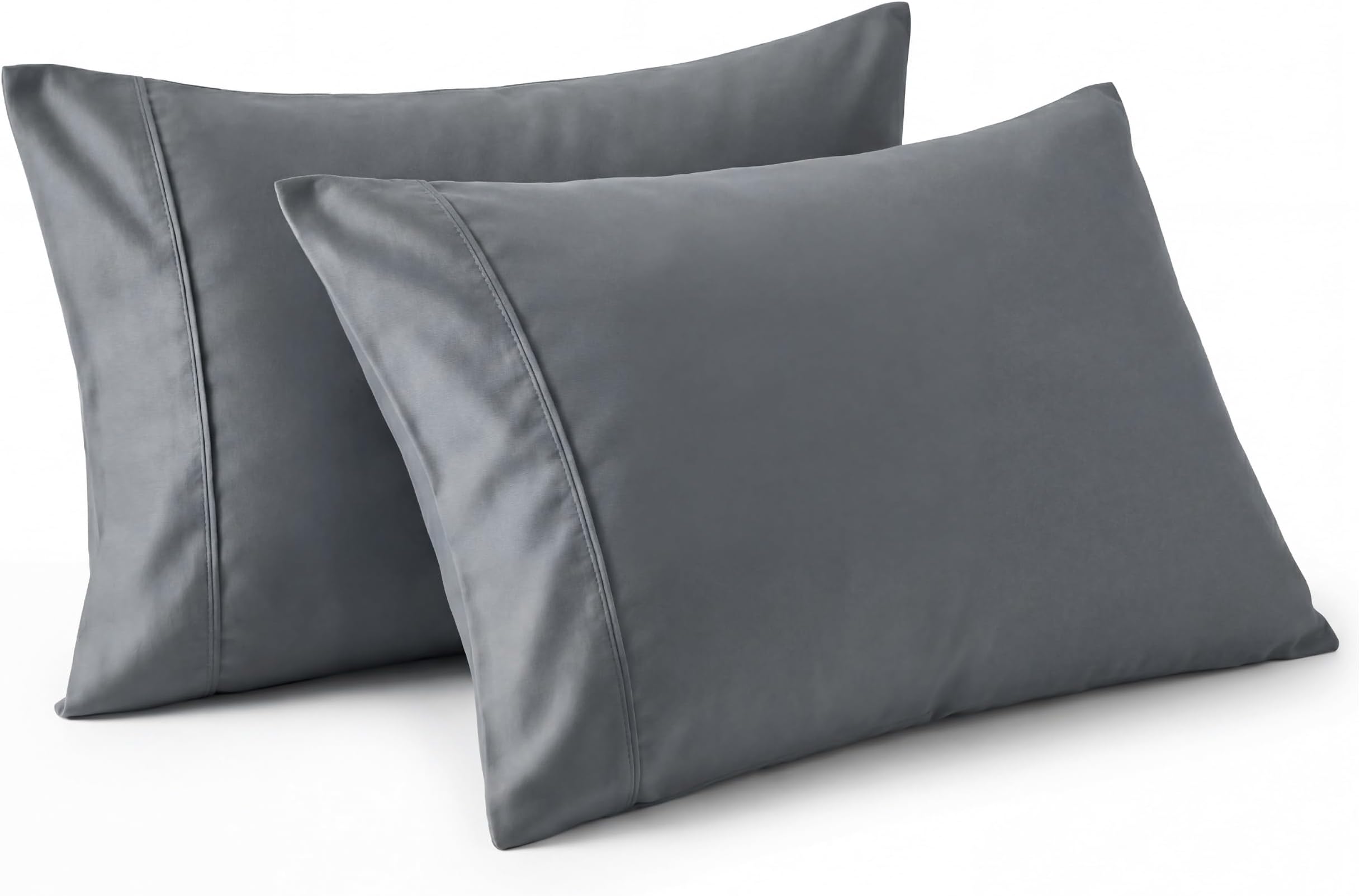 Bedsure Pillow Cases 2 Pack - Brushed Microfiber Pillowcases with Envelope Closure, 50x75 cm Pillow Covers for Hair and Skin, Pillowcase Standard Size Set of 2, Gifts for Women, Dark Grey