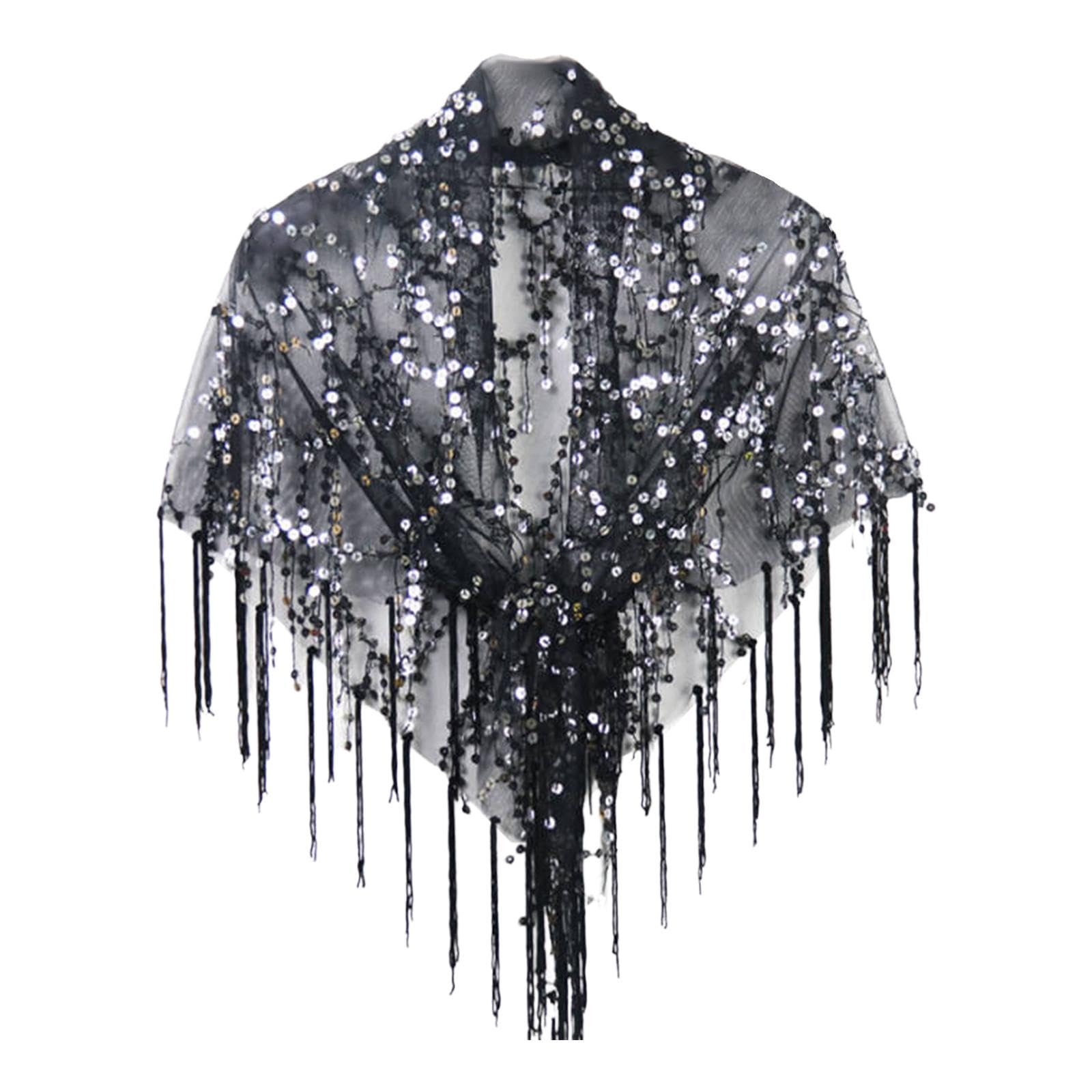 CALANDIS® Women Shawl Wrap Ladies Soft Sequin Bridal Shawl for Evening Festival Summer Black | Scarves & Wraps | Womens Accessories-image-22