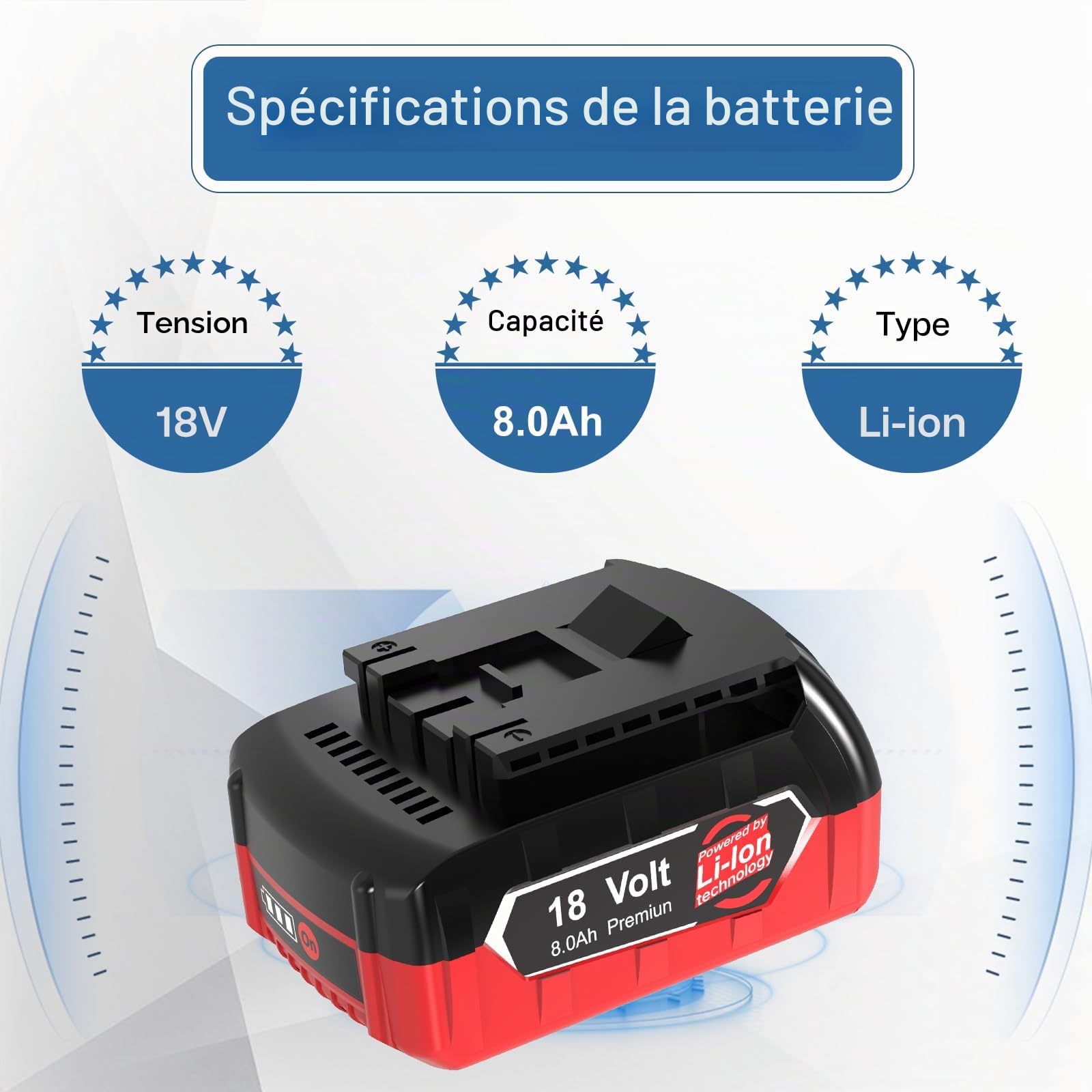 4Packs 18V 8.0Ah GBA Batteries pour Bosch Professional