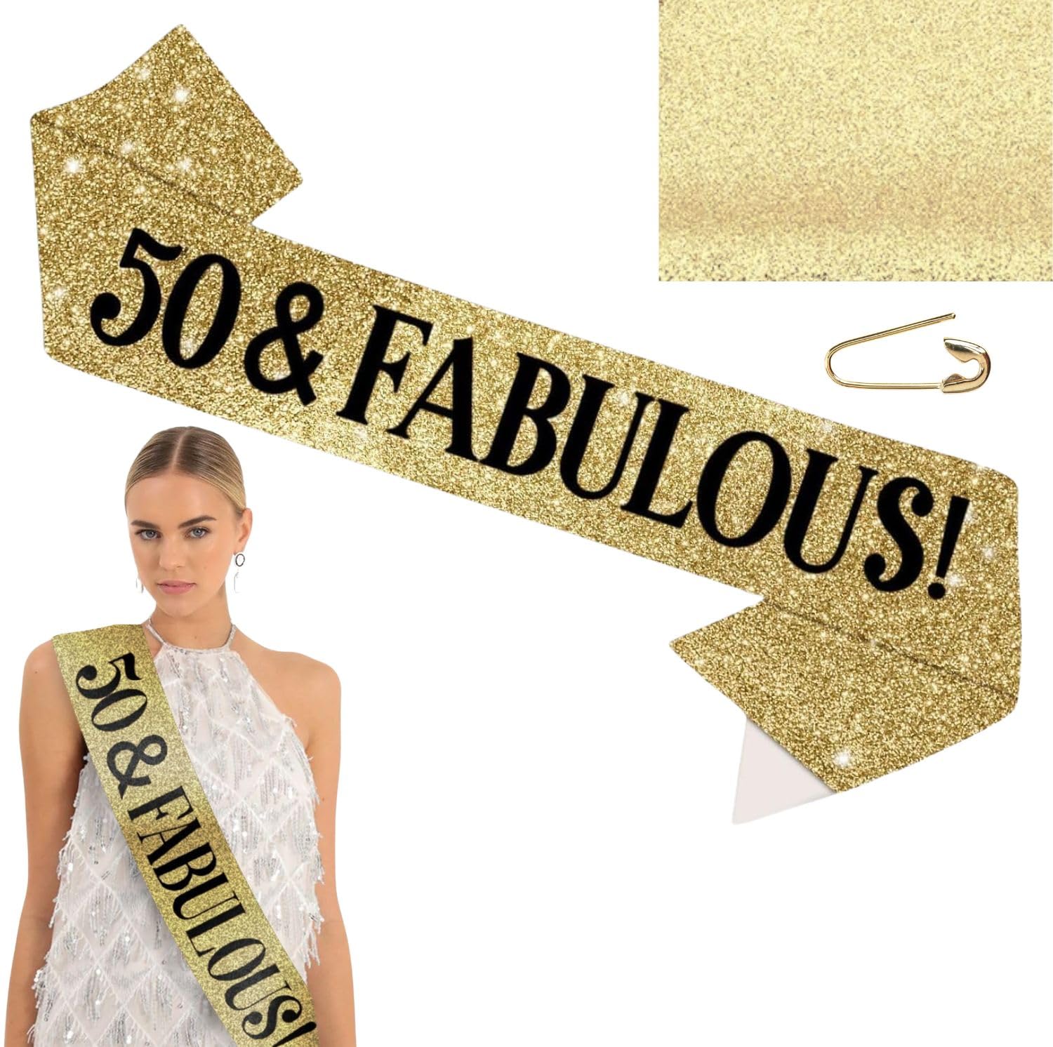 50th Birthday Sash - "50 & Fabulous" Birthday Sash - 50th Birthday Sash for Women - 50th Birthday Sash for Men - 50th Birthday Decorations - 50