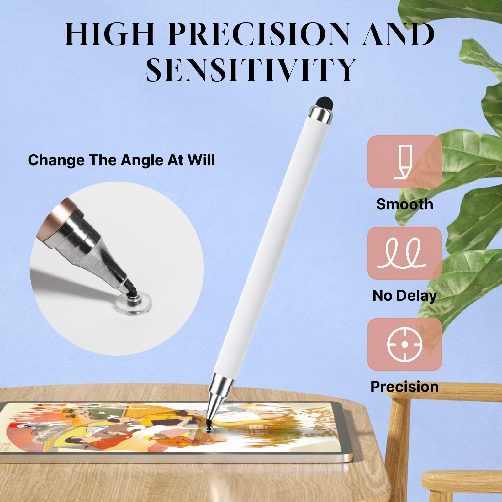 Lot de 3 Stylos Tactiles Universels 2 en 1 pour Smartphones, Tablette, Haute Précision Compatible iPad iPhone Android Samsung