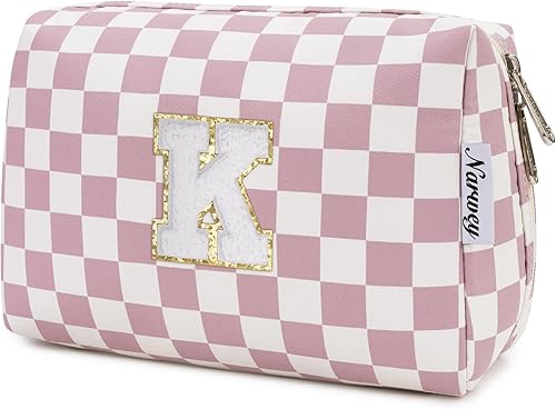 Vista 33 de Narwey Bolsa de maquillaje con iniciales para adolescentes y niñas, regalos de moda de 6, 8, 10, 11, 12, 14, 16, 18 años, bolsa de aseo cosmética