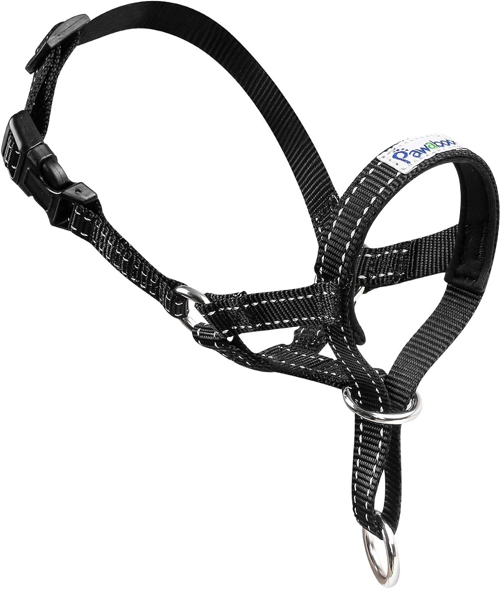 Dog Muzzle, Head Halter Collar for Dog Nylon Reflective Adjustable | Dog Head Halter Loop Anti-Biting Barking Control Easy Fit Dogs Stops Dogs Pulling Head Leash, Small Size, Black