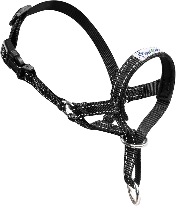 Dog Muzzle, Head Halter Collar for Dog Nylon Reflective Adjustable | Dog Head Halter Loop Anti-Biting Barking Control Easy Fit Dogs Stops Dogs Pulling Head Leash, Small Size, Black