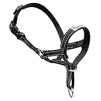 Pawaboo Cavezza da Testa per Cane, Cintura Regolabile Riflettente in Nylon con Museruola e Collare
