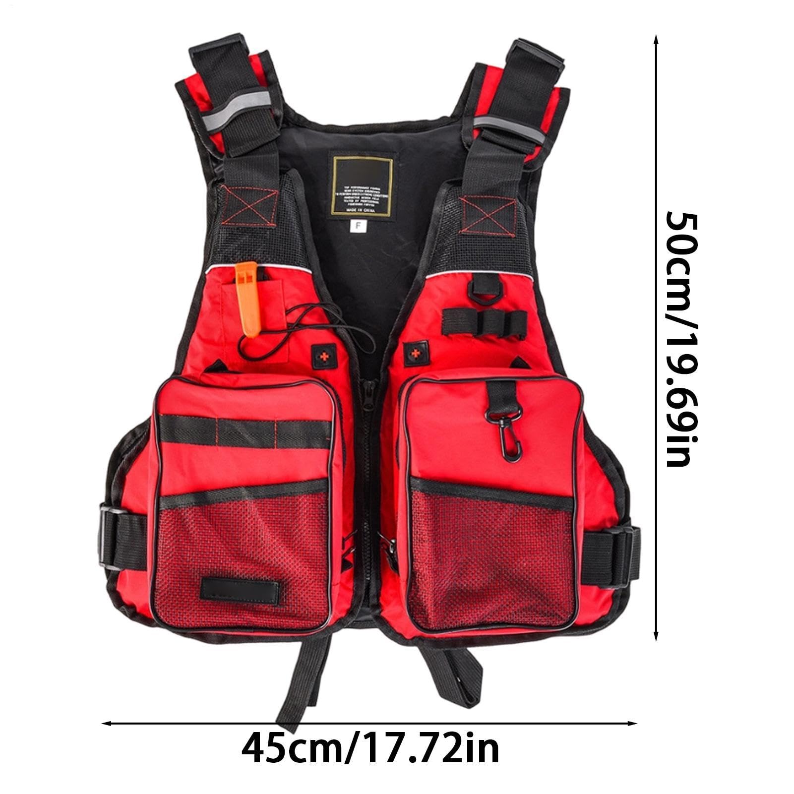 Gilet de sauvetage réfléchissant pour kayak, plusieurs poches, longueur réglable | Gilet de sauvetage respirant pour homme et femme, kayak, bateau, canyoning, natation, rafting, surf, appât artificiel, pêche