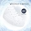 Adokoo Zapatillas de Moda para Mujer de Cuero PU Casuales Blancas de Tenis de Caña Baja con Cordones 7