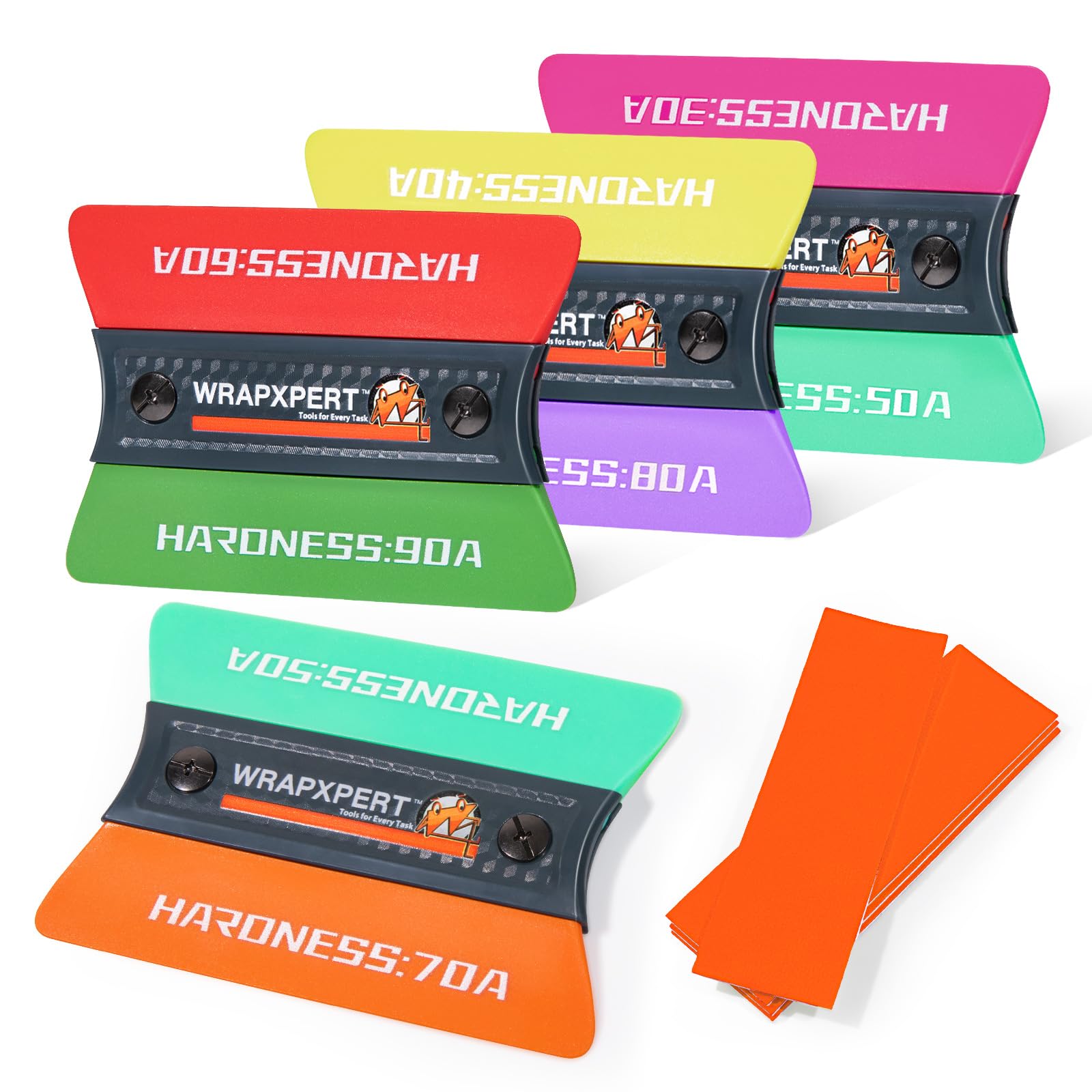 WRAPXPERT Vinyl Wrap Squeegee Vinyl Wrap Tools Felt Squeegee for Car Wrap Magnet Tint Squeegee, 7 Hardness Removable Dual-Side Vinyl Wrapping Kits Window Tint Tools Decal Smoothing Scraper