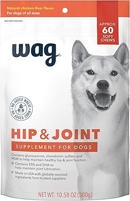 Amazon Brand - Wag Hip & Joint Soft Chews for Dogs, 60 Count