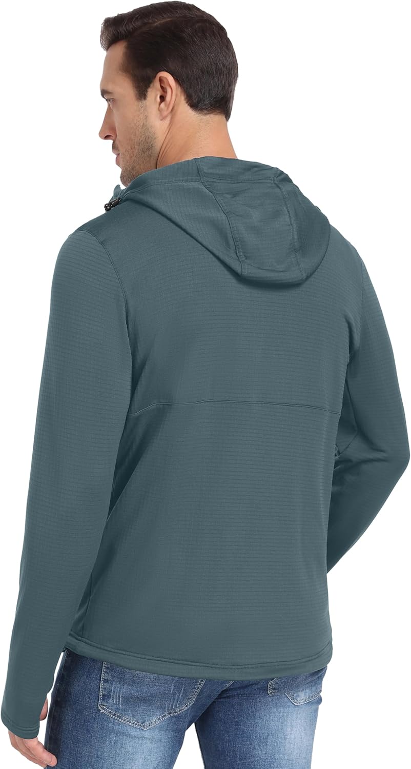 Little Donkey Andy Men's Winter Lightweight Warm Fleece Running Jacket Breathable Hooded Thermal Jacket with Thumb Holes - Image 3