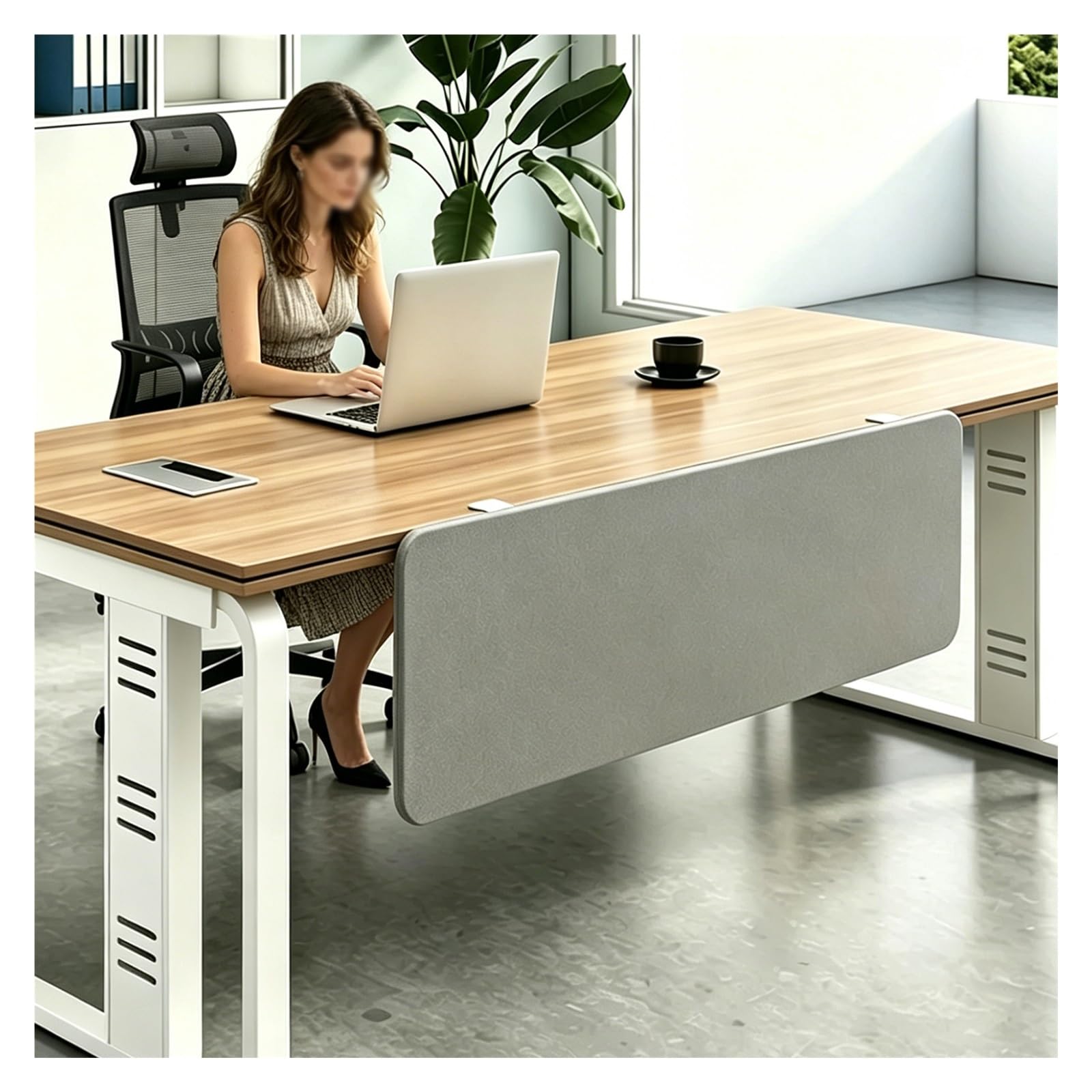 Panneau d'intimité sous bureau gris clair 60x12in sans perçage
