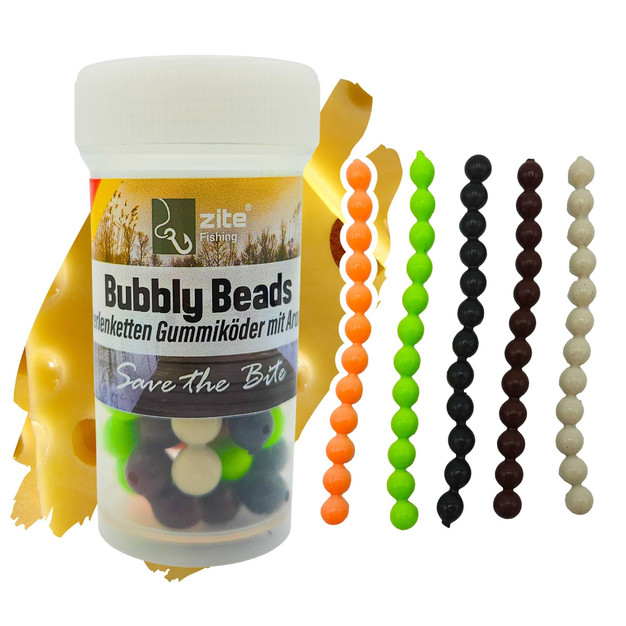 Zite Fishing Bubbly Beads Allround Mix 5 x 12 pezzi – imitazioni di salmone – rimozione uova di trota senza ftalati – Esca in gomma attiva UV – formaggio