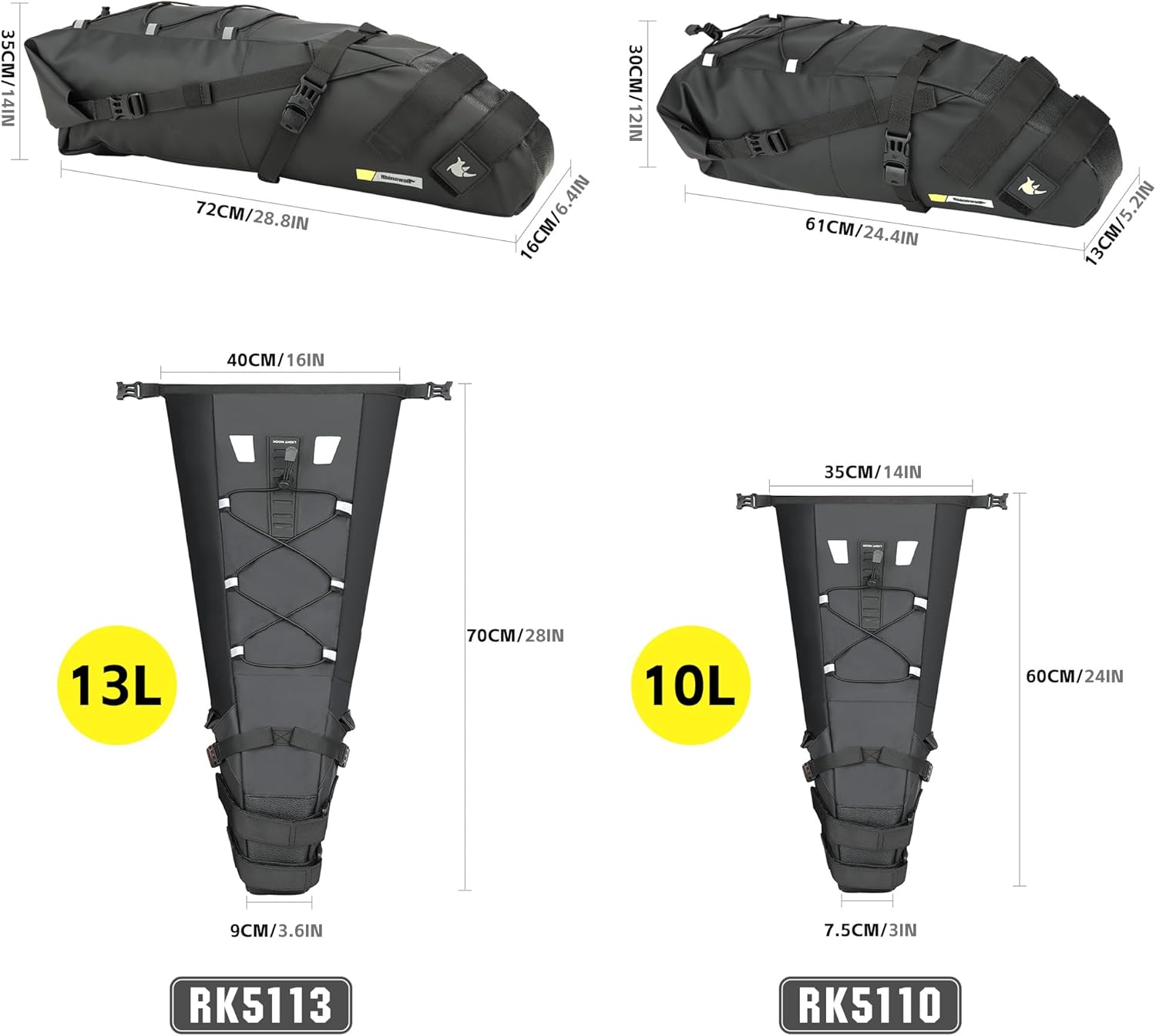 Bike Saddle Bag Waterproof Bike Seat Bag Expandable Capacity Cycling Under Seat Pouch for Mountain Road Biking and Commuting Trips 13L