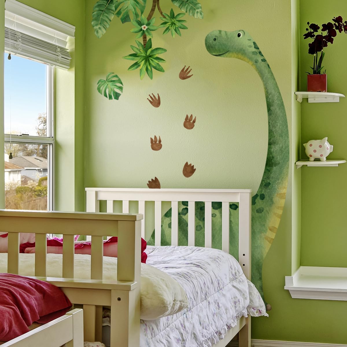 WandSticker4U®- Grand stickers muraux DINOSAURE enfant (139x176 cm) I Autocollant mural enfant dinosaure animaux jungle I Déco murale chambre garçon fille bébé enfants, salle de jeux, crèche