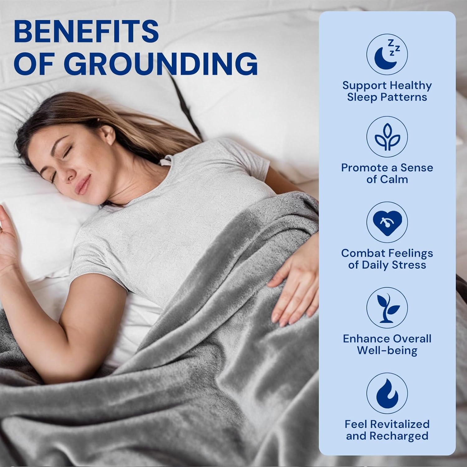 Grounding Blanket, Conductive Grounding Throw Blanket for Bed, Grounding Blanket with Silver Fiber, 60 * 80 Inch