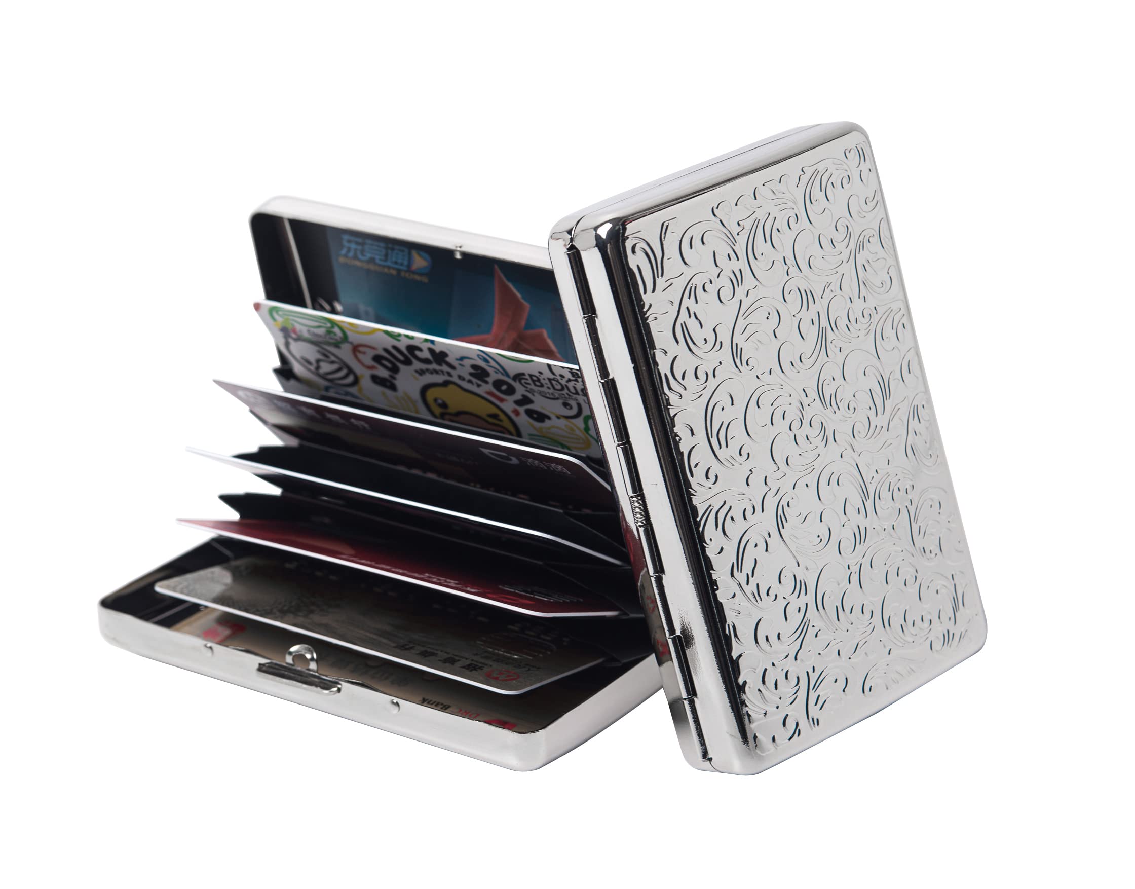 RFID Metal Blocking Credit Card Holder/Travel Wallet/Protective Case, Silver, 7 cards, Organ Piece