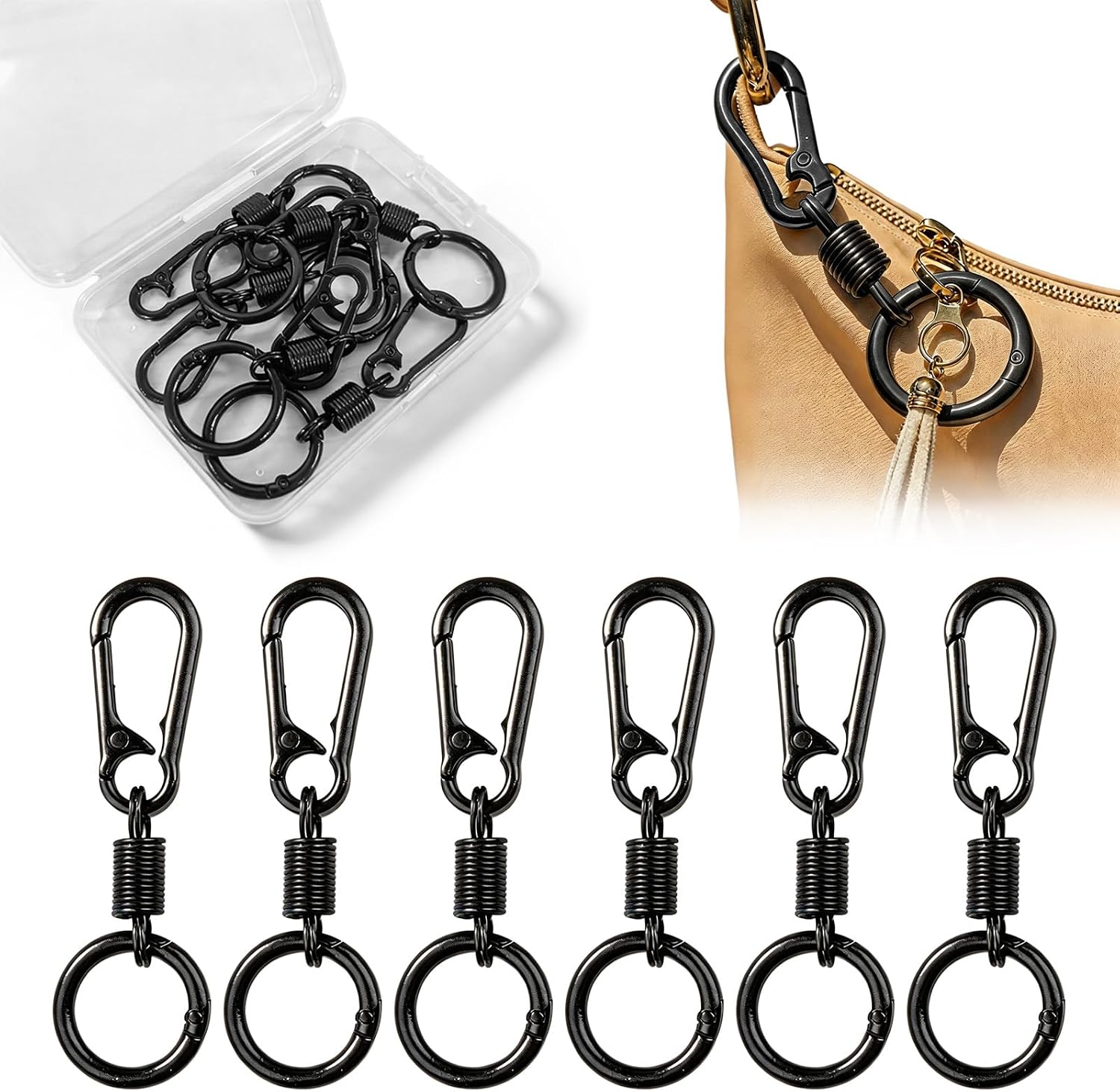 Zipper Clips Anti Theft, 6 Pack Double Opening Zinc Alloy Carabiner
