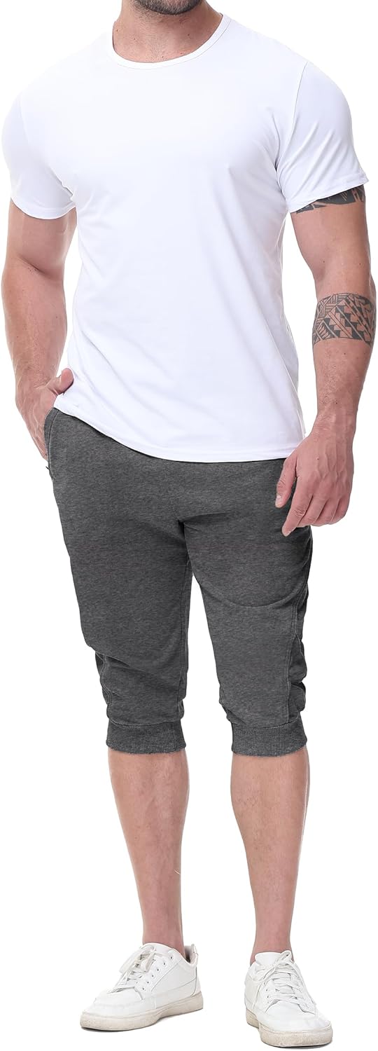 FIRSTGYM Mens Casual Jogger Pants 3/4 Joggers Tapered Fit Workout Gym Training Sweatpants - Image 6