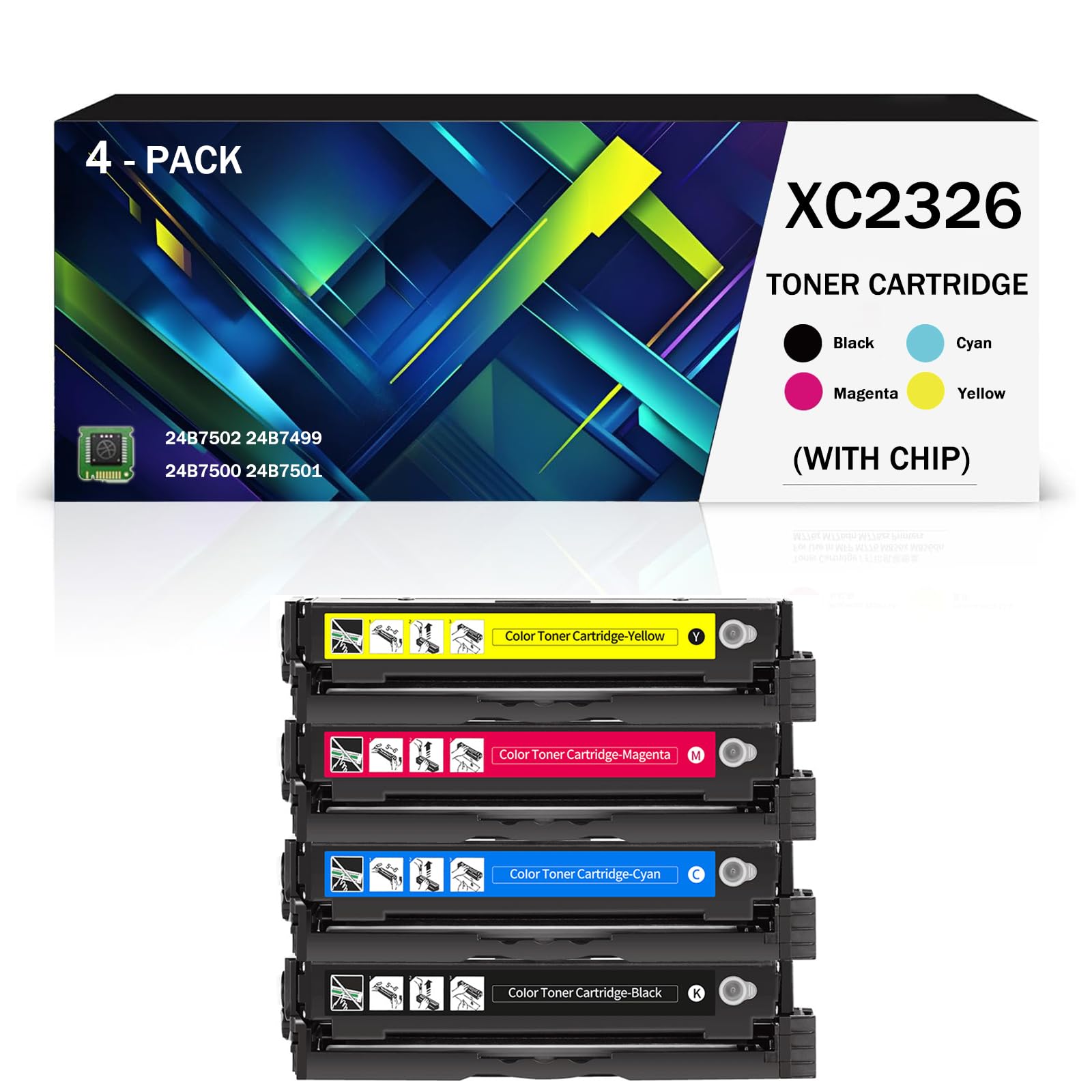 Toner compatible Lexmark C2326 24B7502 4 couleurs 1500 pages pour imprimante XC2326