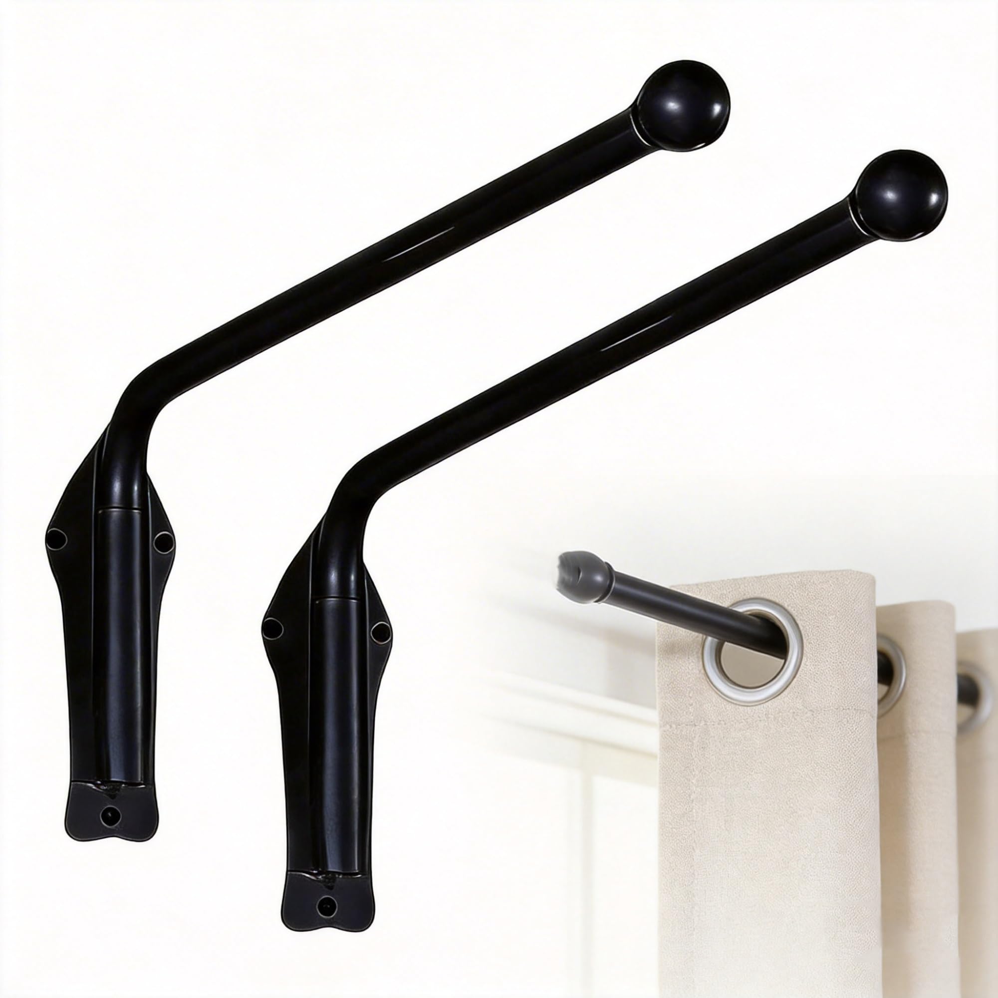 Tringle à rideaux pivotante 180° avec support robuste en lot de 2