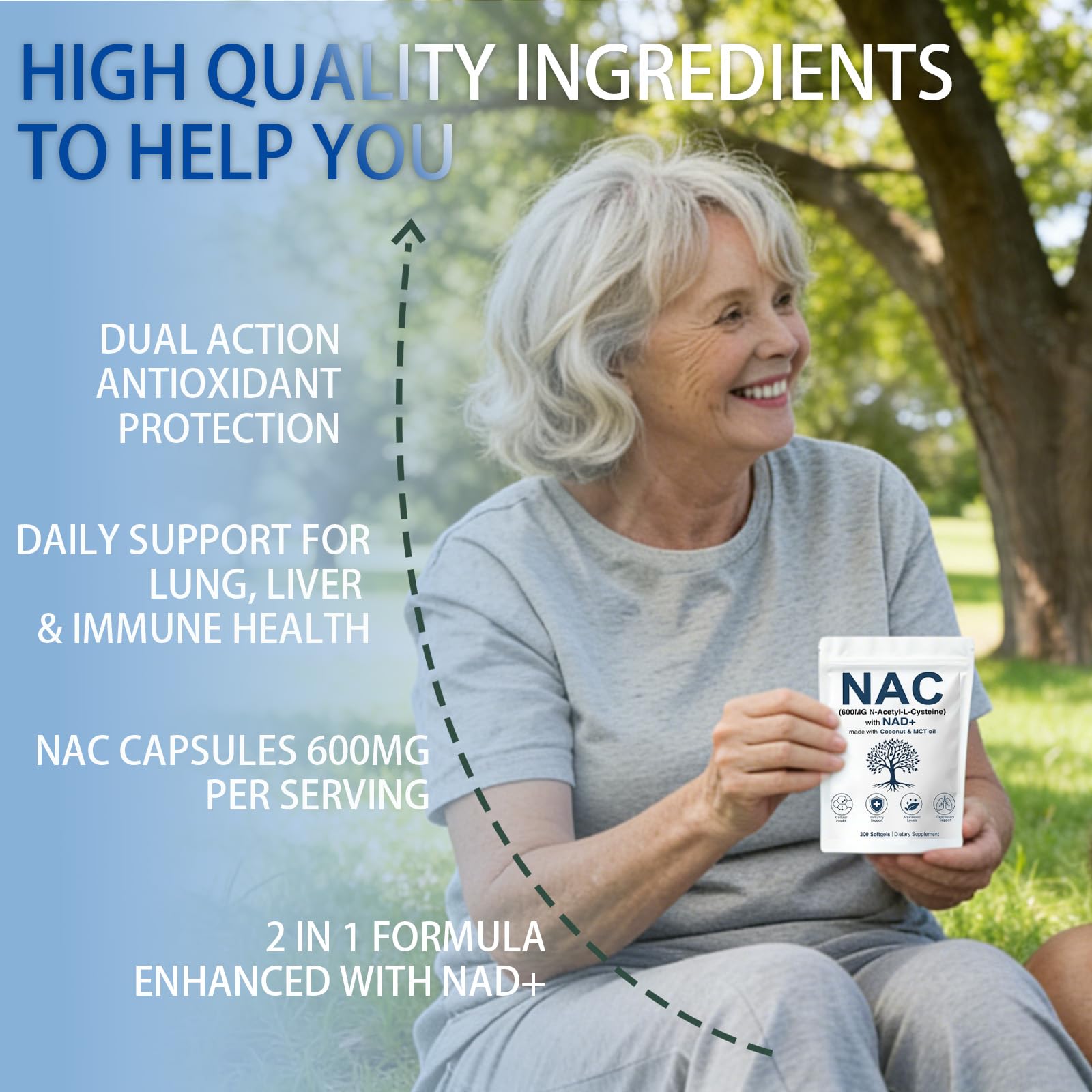 NAC 600mg Non-GMO, Gluten Free,Organic NAC Supplement N-Acetyl Cysteine Capsules with NAD+ for Cellular & Lung Health, 300 Softgels — Amazon image 7