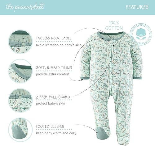 Miniatura 2 de The Peanutshell Pijamas con pies para bebés, niños o niñas, para dormir y jugar, unisex, paquete de 3