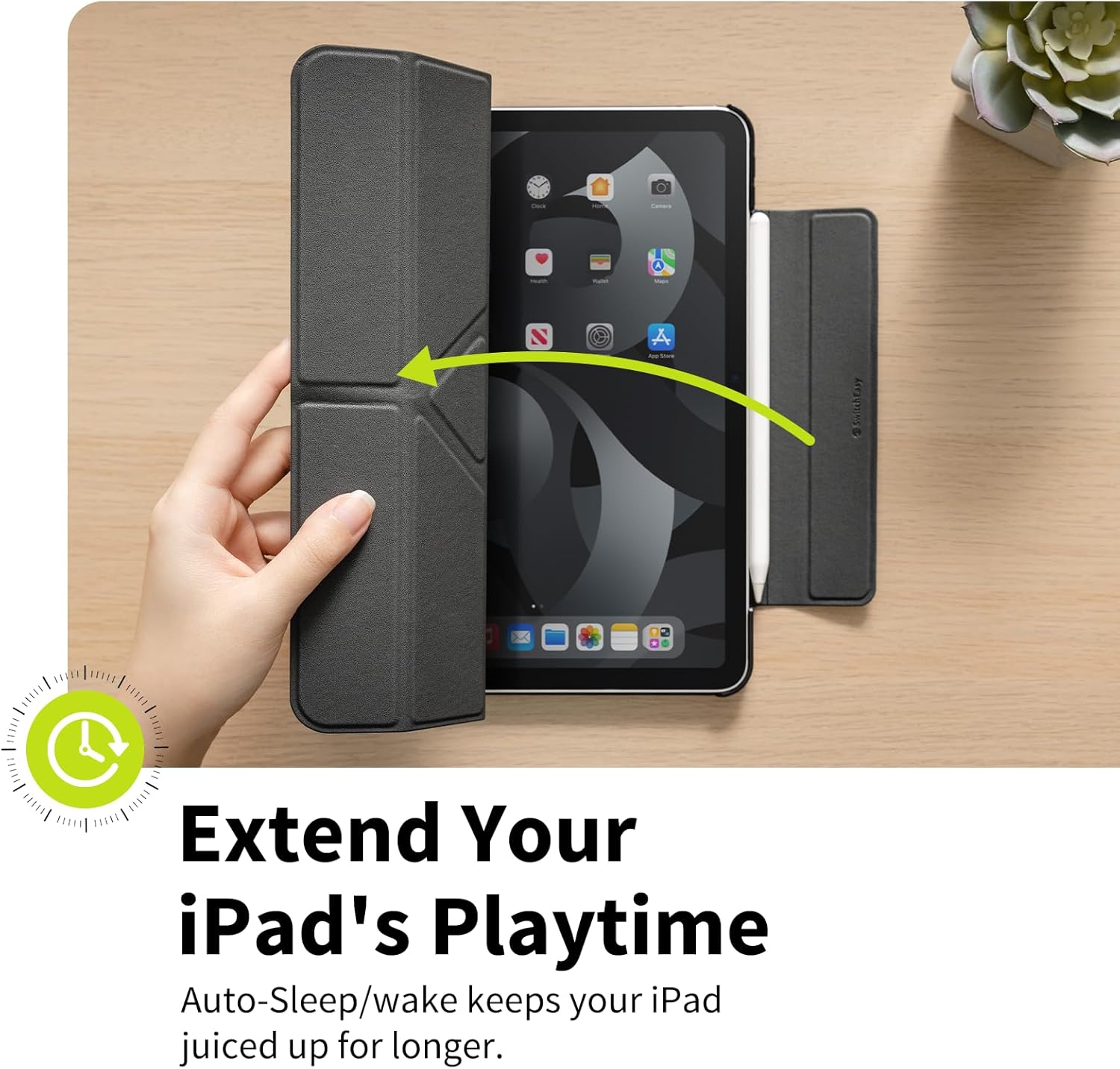 SwitchEasy Origami 2024 Case for iPad Pro 11' - Protective Case with Pencil Holder, Multi-Angle Stand, Morandi Cover, Apple Pencil Pro Charging, Starlight White - Image 7