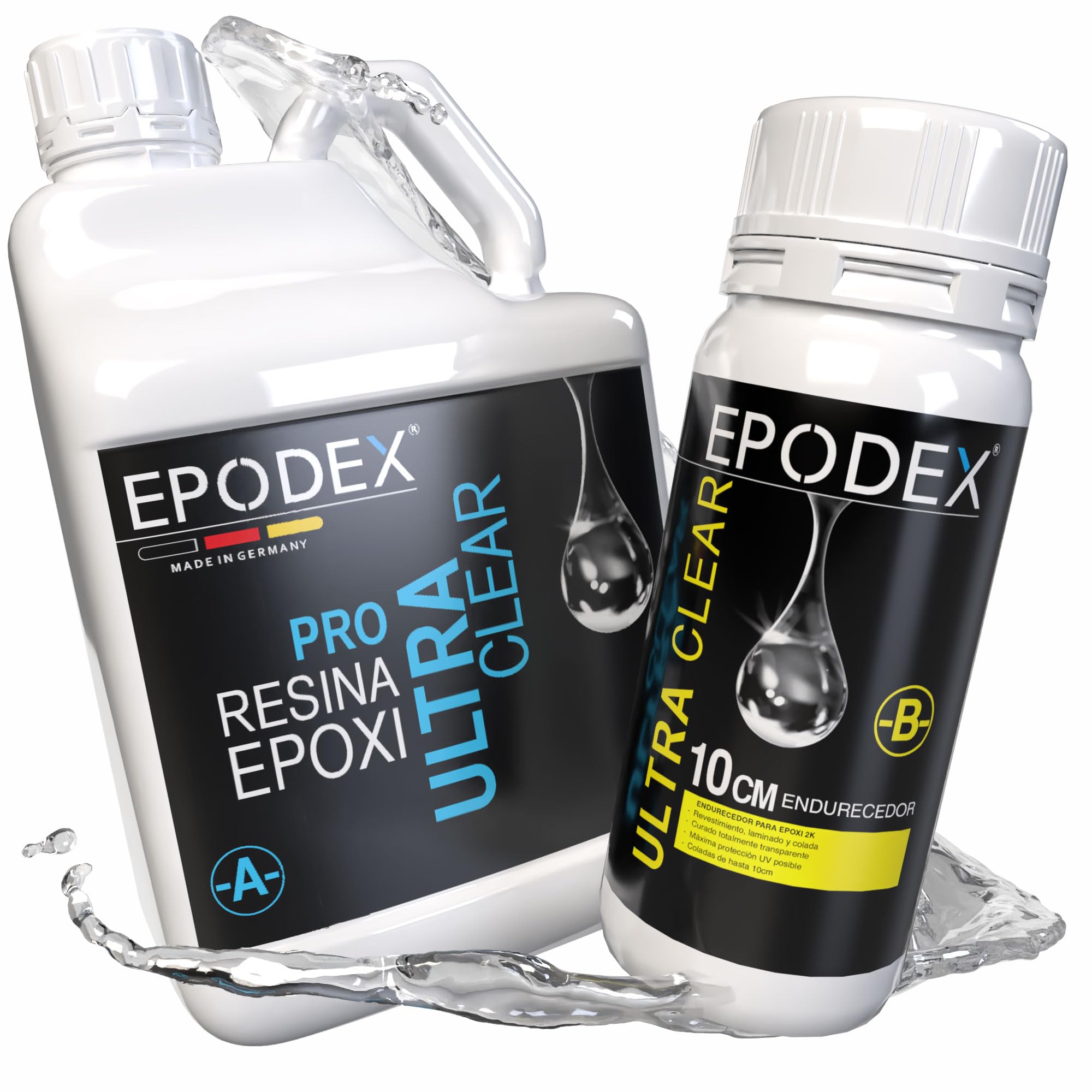 PRO MAX EPODEX Resina Epoxi hasta 10cm - SATIN GREY - Metallic, 15kg | Kit Resina Epoxi Transparente para mesas río, lámparas, piezas grandes moldeadas y más