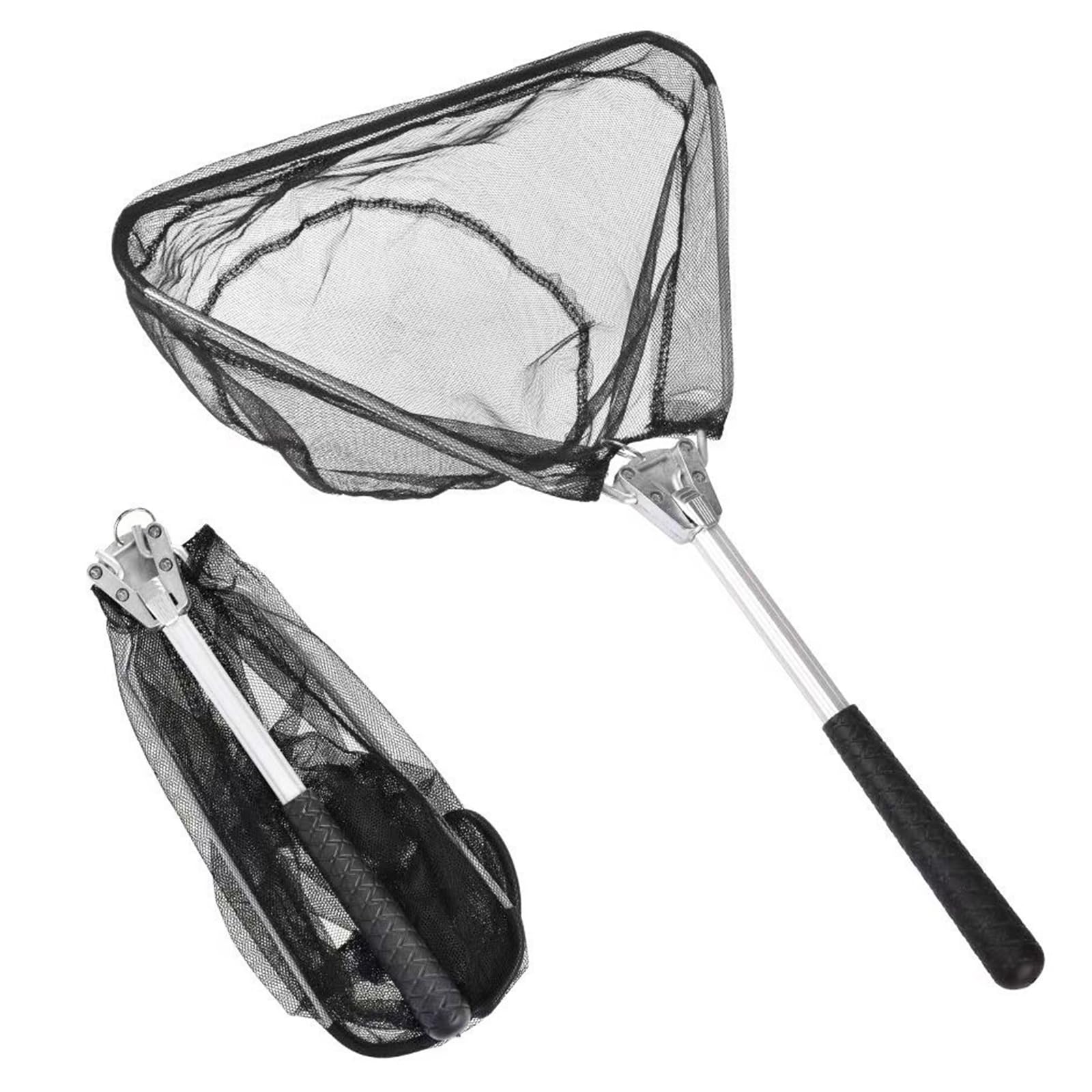 Épuisette de Pêche Pliable, Poignées Antidérapantes, Filet en Nylon, Portable, 30 x 30 cm, Profondeur 20 cm, pour Enfants et Adultes
