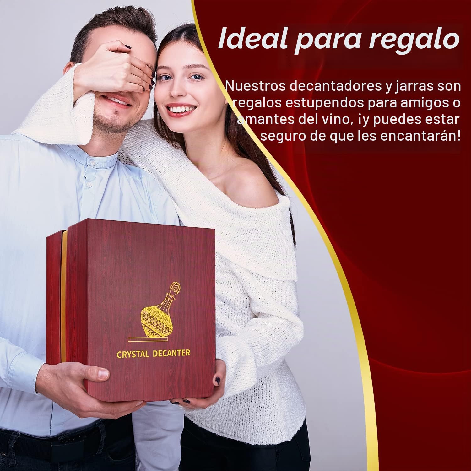 Decantador de vino giratorio con tapa, exclusivo decantador de vino de cristal + caja de regalo de lujo, decantador para vino, buen regalo para hombres y mujeres en el día especial