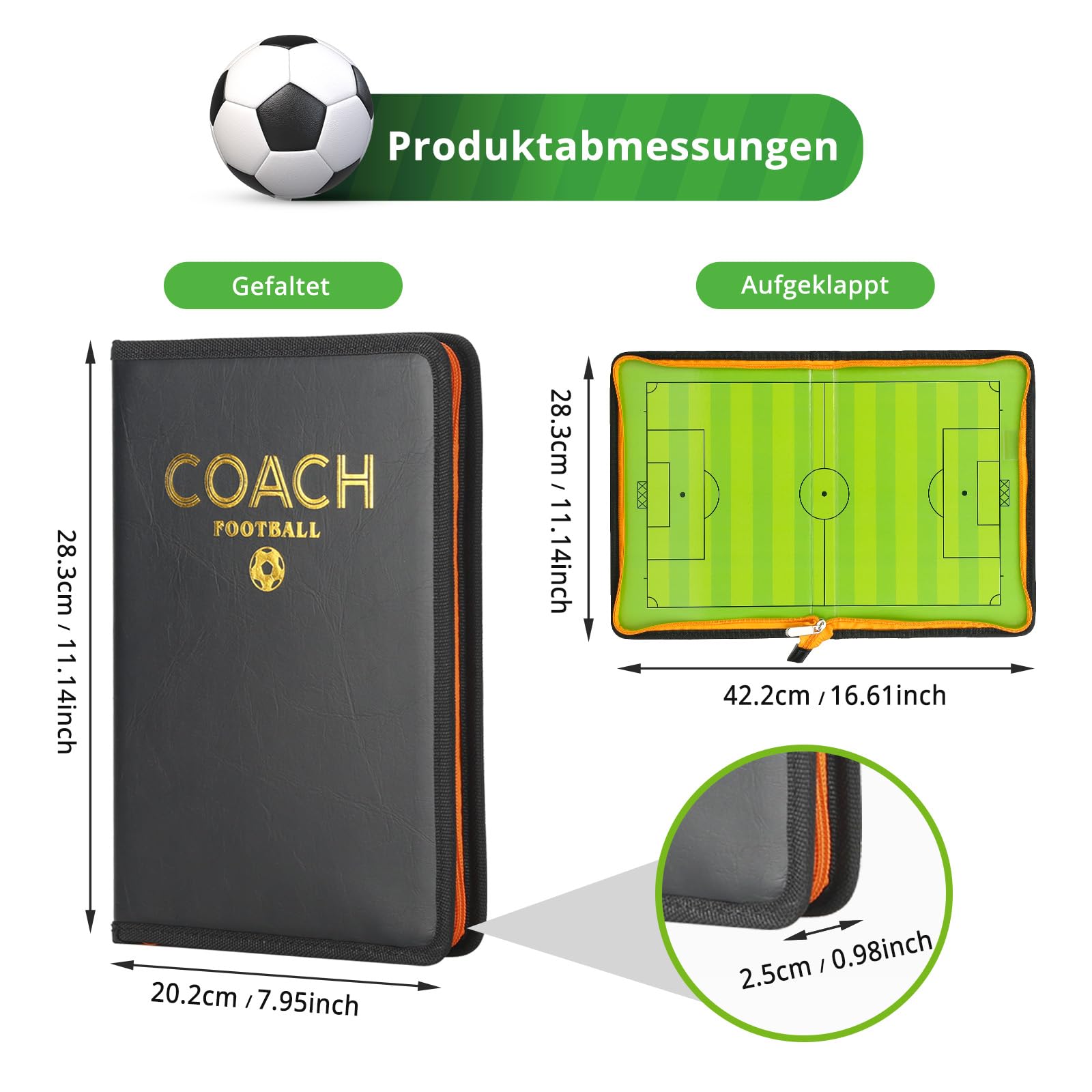 Lavagna Tattica Calcio Pieghevole Magnetica - Con Pennarello, Cronometro, Fischietto E Segnaposto, Per Allenatori