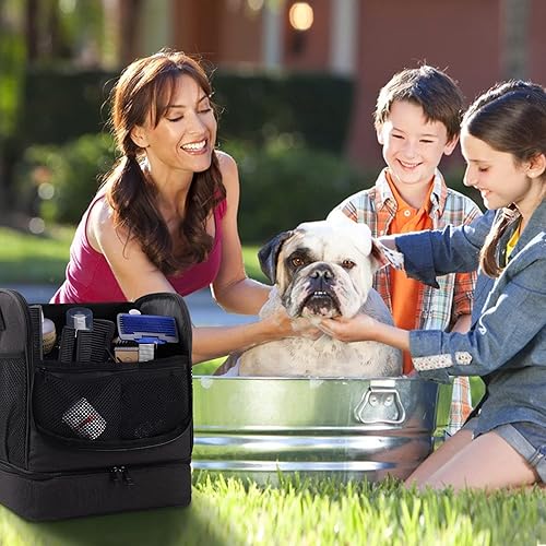 Miniatura 6 de Bolsa de artículos de aseo para perros y gatos, compartimentos ajustables para montar en la pared, bolsa de aseo para mascotas, bolsa de aseo para