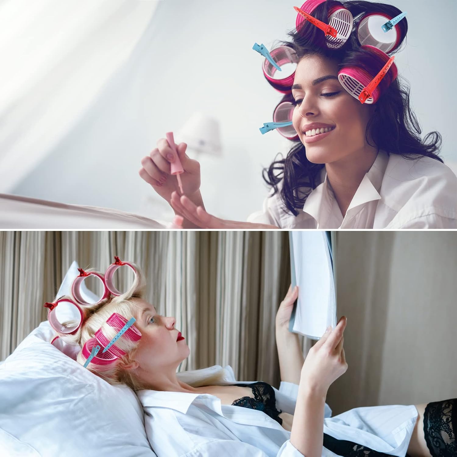 Jumbo Size Self Grip Hair Rollers Set, Salon Hair Set,with Hair Dressing Curlers (Jumbo, Large, Medium), Folding Pocket Comb, Duckbill Clips : Beauty & Personal Care
