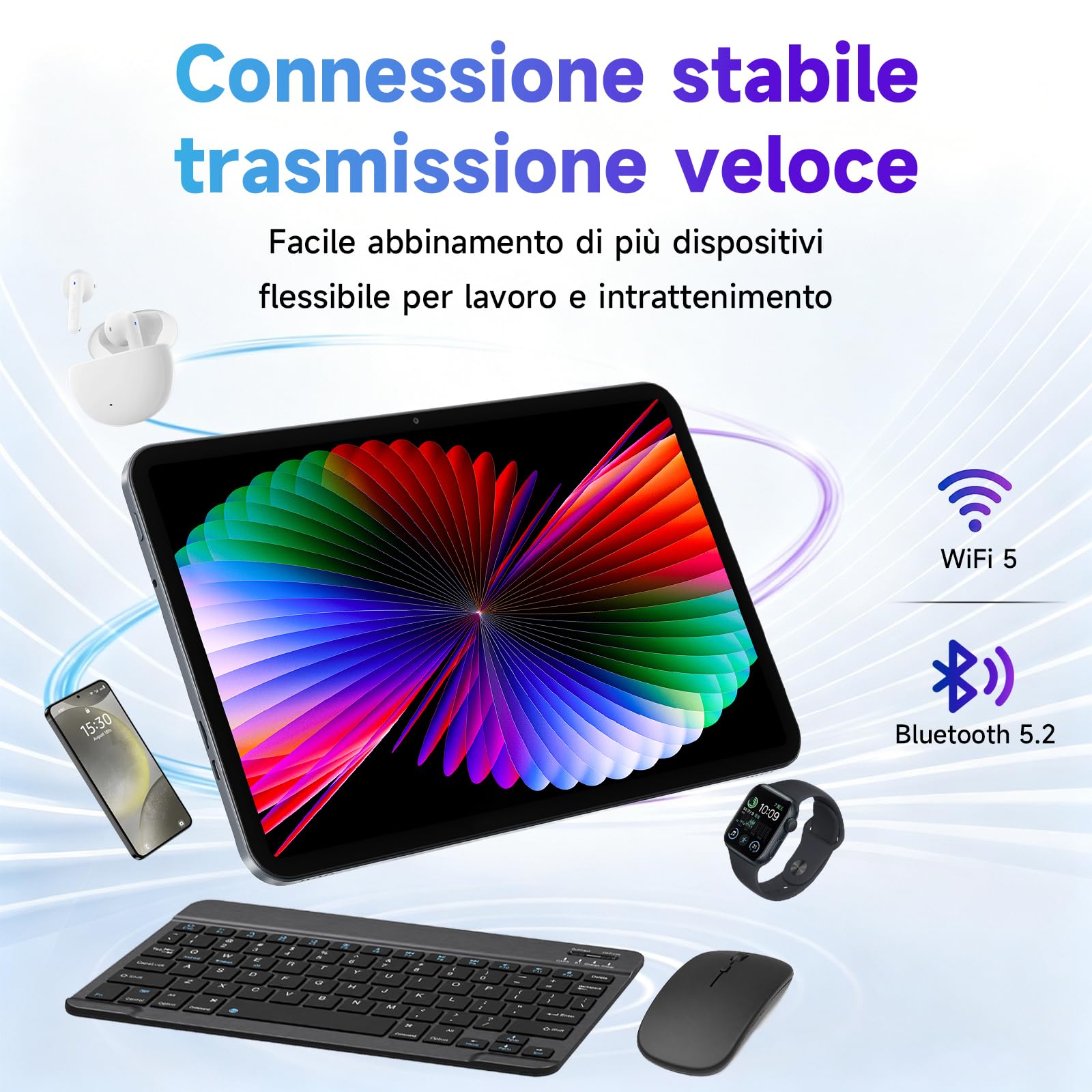 BMAX Tablet 13,4" Android 16 con Tastiera e Mouse, 24GB RAM 128GB ROM | Octa-Core 2.2GHz, Gemini AI, Widevine L1 90Hz Display, Batteria 10000mAh, Con Custodia e Penna, Corpo in Metallo, GPS, GMS