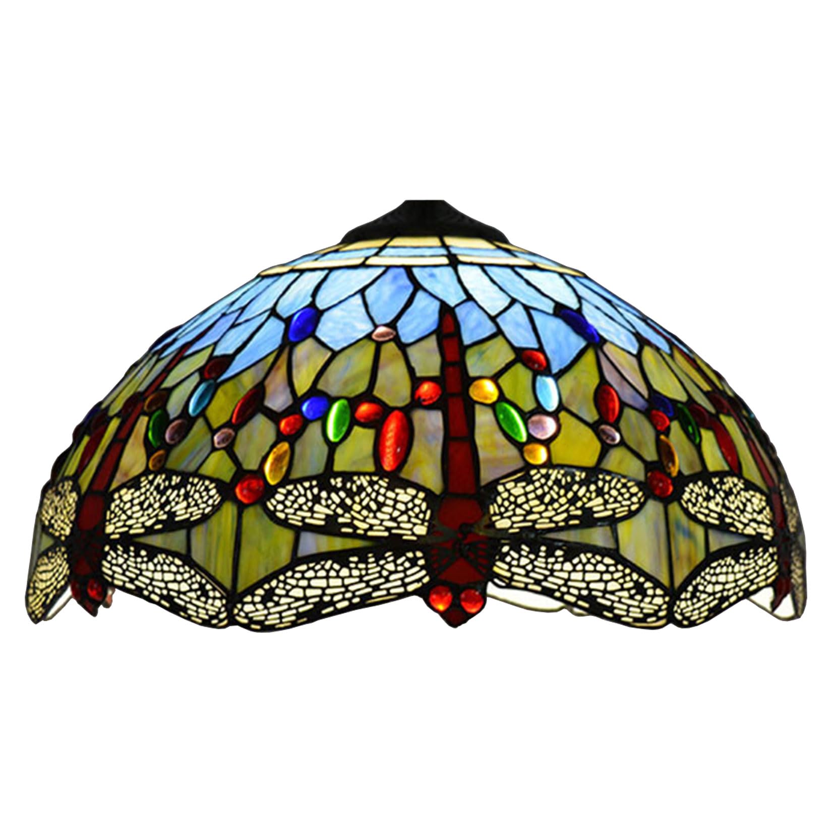 BOTOWI 16 Inch Blue Dragonfly Lamp Shade Replacement Only Tiffany Stained Glass Lamp Chimney Vintage Handmade Light Cover Accessories Fit for Table Lamp Pendant Lights Floor Lamps Ceiling Fixture,B