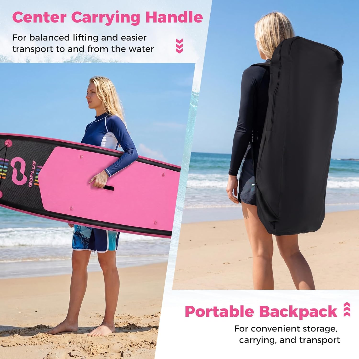 Goplus Inflatable Stand Up Paddle Board, 10FT/10.5FT/11FT SUP with Accessory Pack, Adjustable Paddle, Carry Bag, Fin, Hand Pump, Leash, Repair Kit