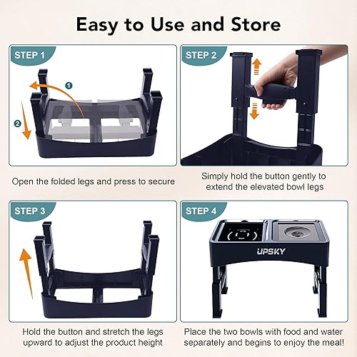 Miniatura 6 de UPSKY Cuencos elevados 2 en 1 para perros, comedero lento, 4 alturas ajustables, soporte elevado para perros, dispensador de tazón de agua para