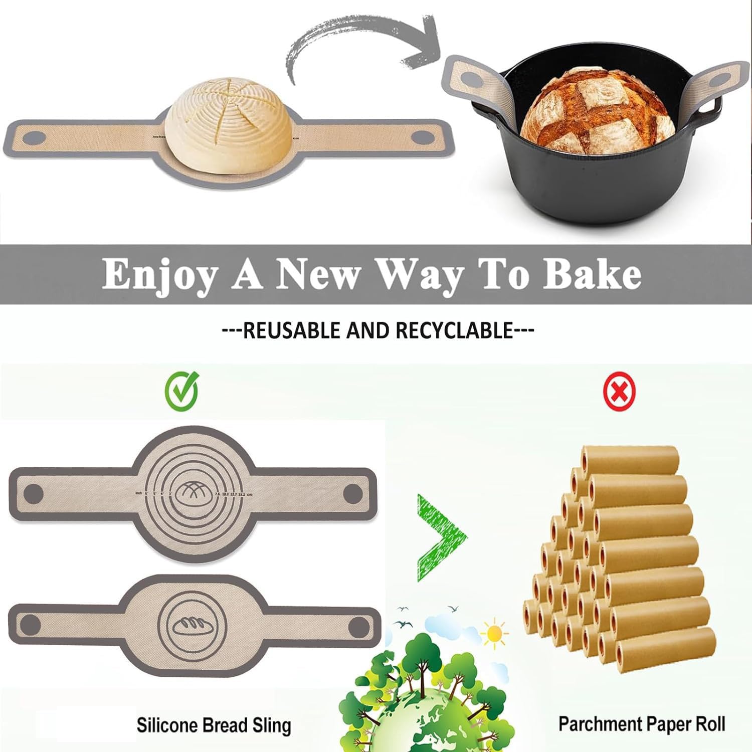 Écharpe Pain En Silicone, Tapis De Cuisson Avec Poignées