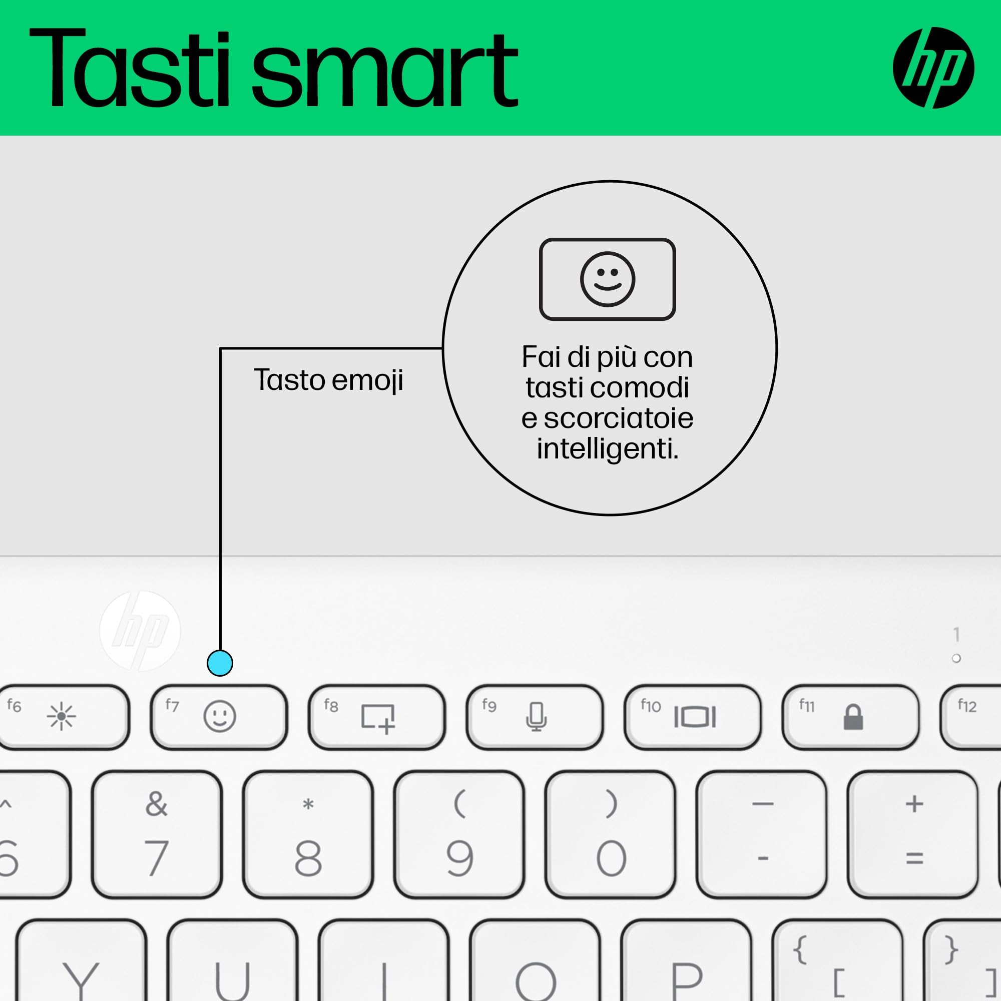 HP 350 Tastiera Wireless e Bluetooth 5.2, Connessione Multi-dispositivo, Qwerty, Layout Italiano, Emoji, Autonomia fino a 2 anni, Compatibile con Windows, Android, Chrome OS, MacOS, iPadOS, Bianca