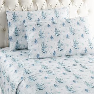 Shavel Home Products Micro Flannel Printed Sheet Set, Watercolor Pines, Full