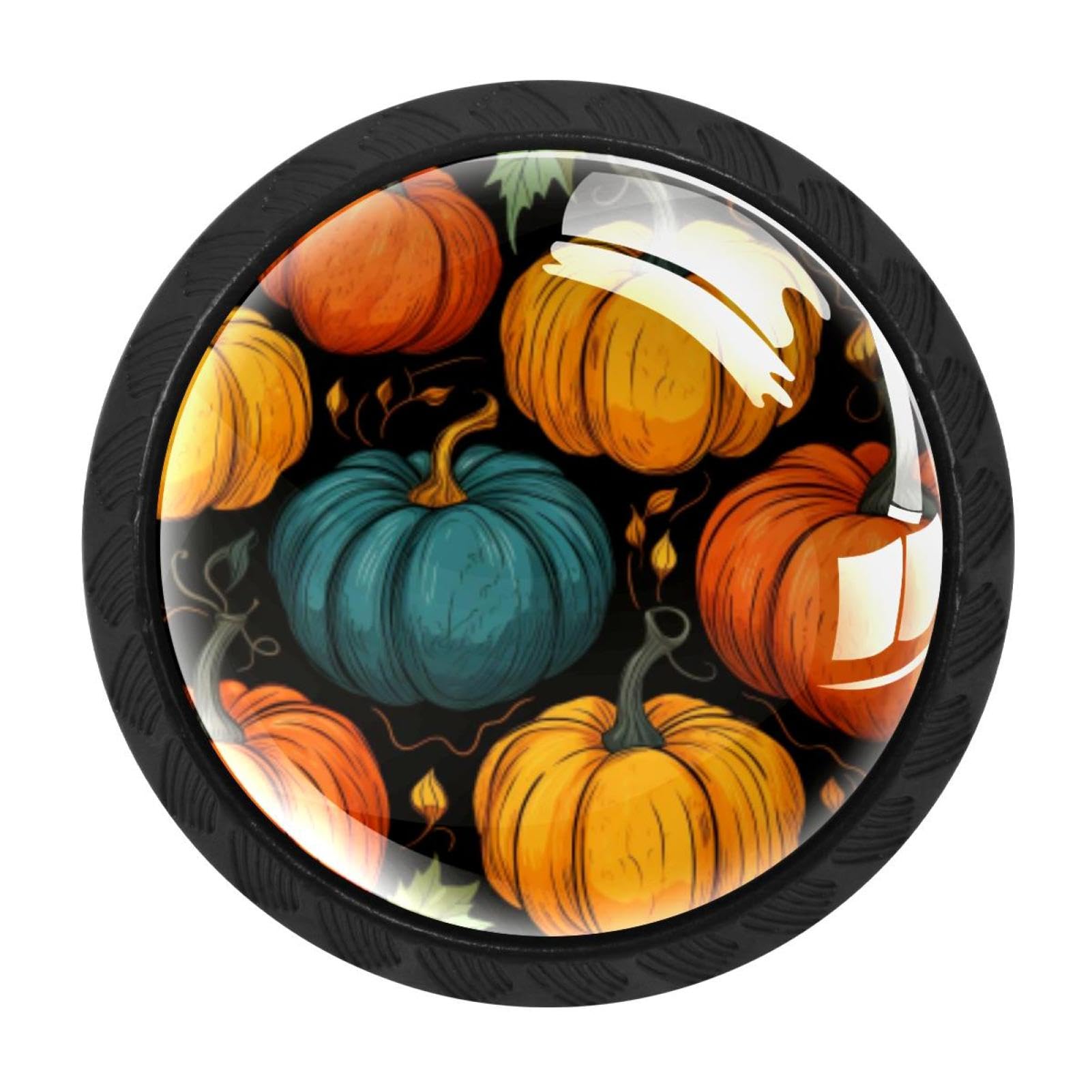 CHENZZZZ Thanksgiving Pumpkin Drawer Knobs 4 Pack Crystal Dresser Knobs 35mm Glass Cabinet Knobs for Home Office Bathroom