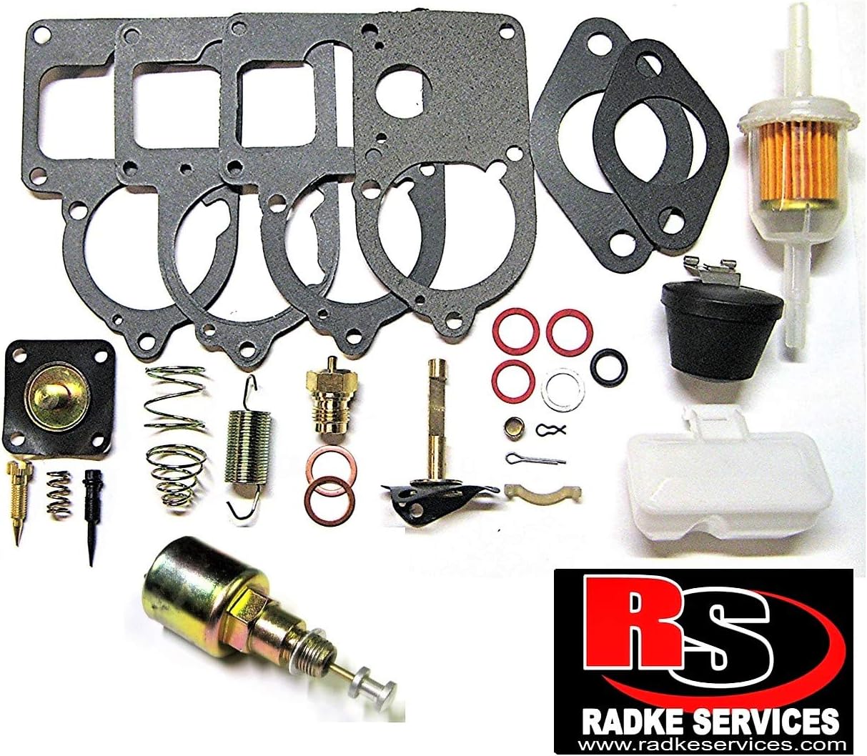 For VW's RADKE SERVICES Compatible with VW Solex 28 Thru 34 Pict 3 Complete Carburetor Rebuild Kit With Cut Off Valve