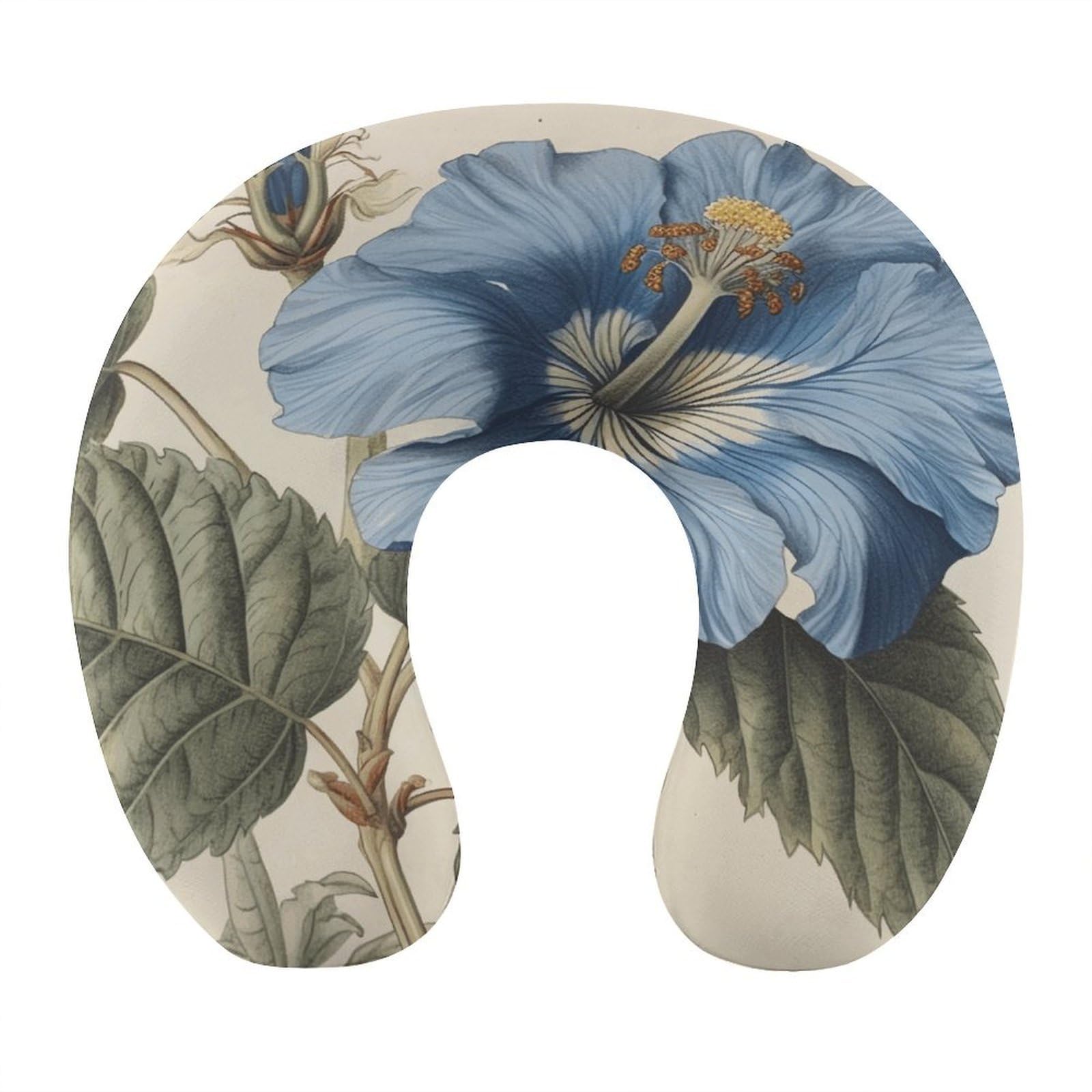 Btcowzrv Style Hibiscus Flower Art U Shaped Neck Pillow Travel Pillows