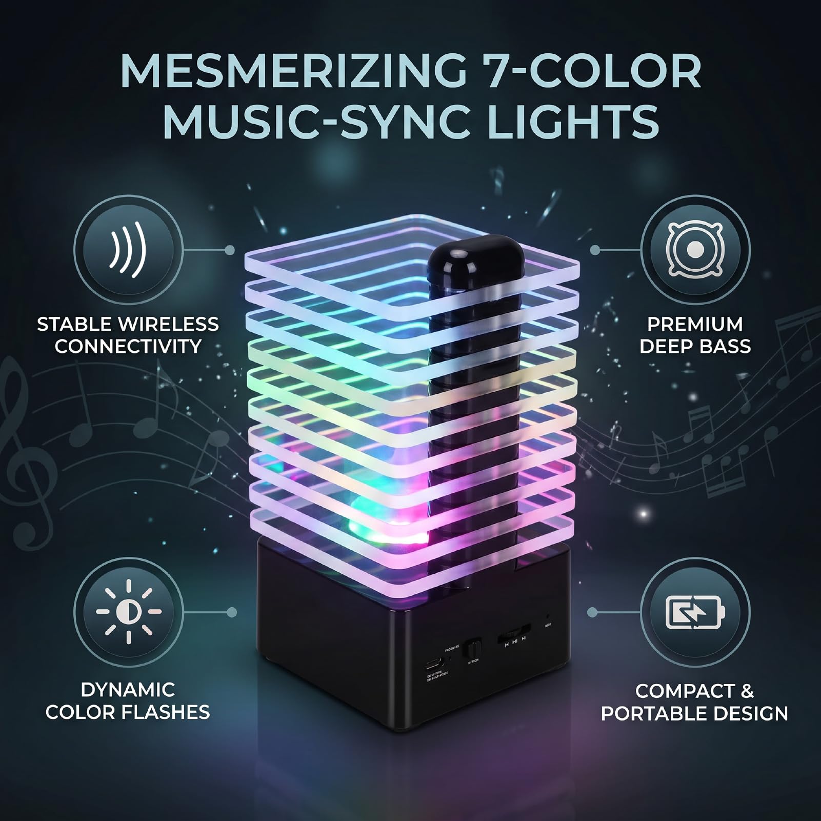 Altoparlante con Luce LED e Tecnologia Bassi Profondi per Serate Rilassanti Compatto e Ricaricabile per gli Amanti della Musica