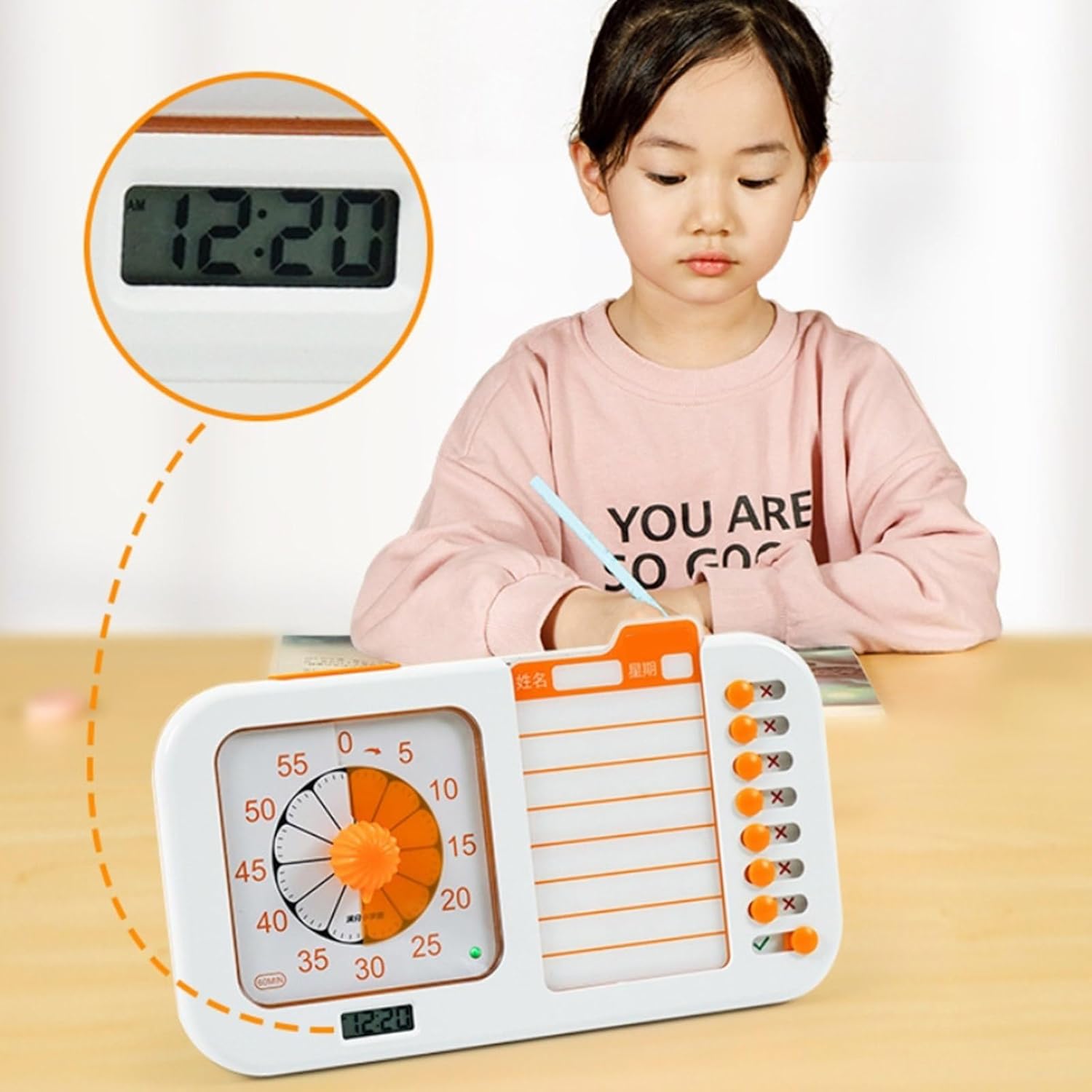 ビジュアルタイマー スケジュールボード付き 子供用 ホームスクール キッチンタスク&amp;時間管理ツール ワークアウト用効率タイマ