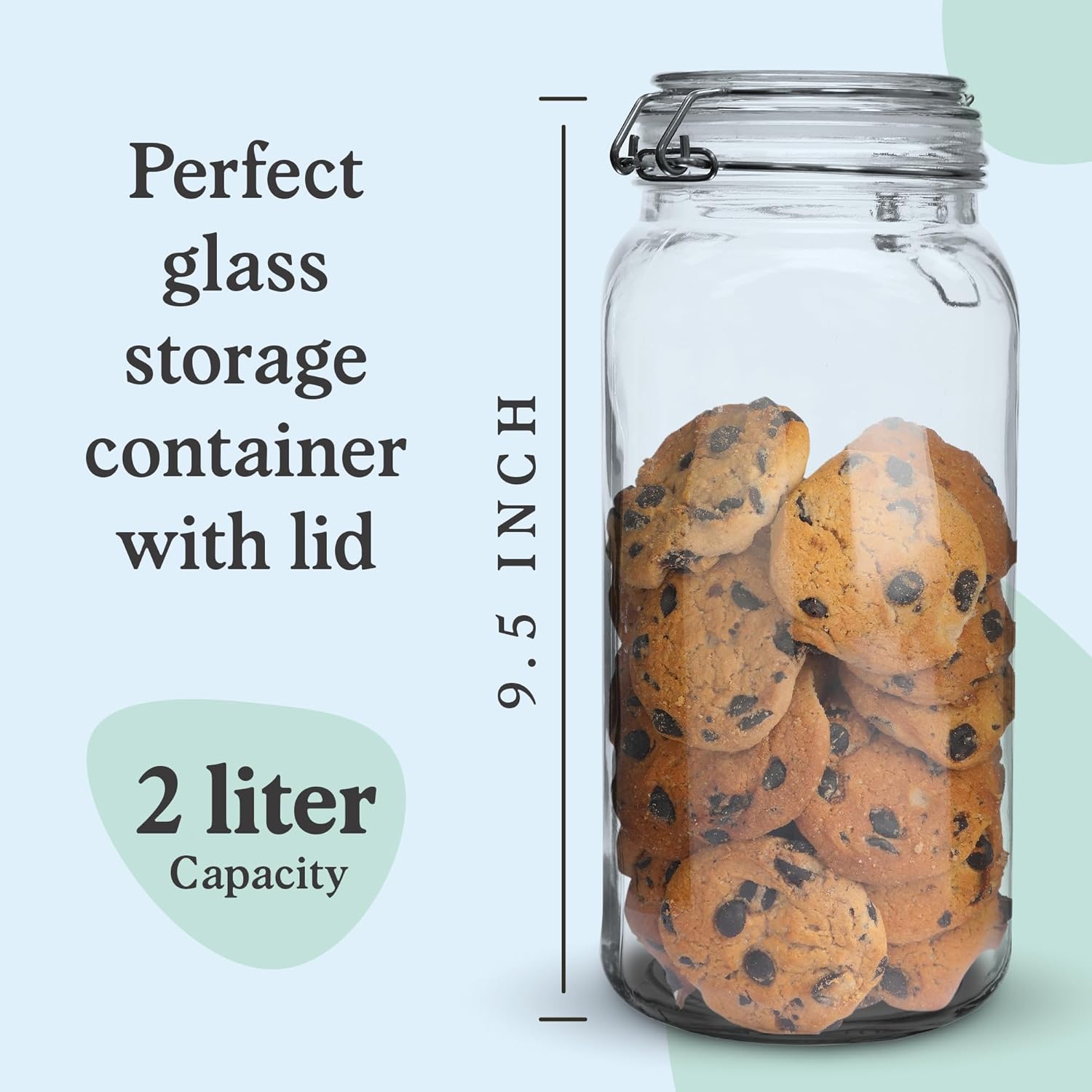 Set of 3 Glass Mason Jar 64 Ounces with Airtight Lid Large Jars With Stainless Steel Bail And Trigger Clamps - Image 3