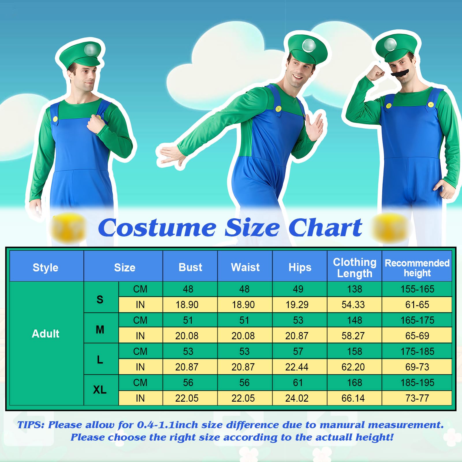 Kitimi Costume Adulto Bambino, Super Costumi Cappelli e Barbe, Decorazione del Costume di Carnevale Halloween Cosplay per Ragazzi, Ragazze e Bambini Adulti