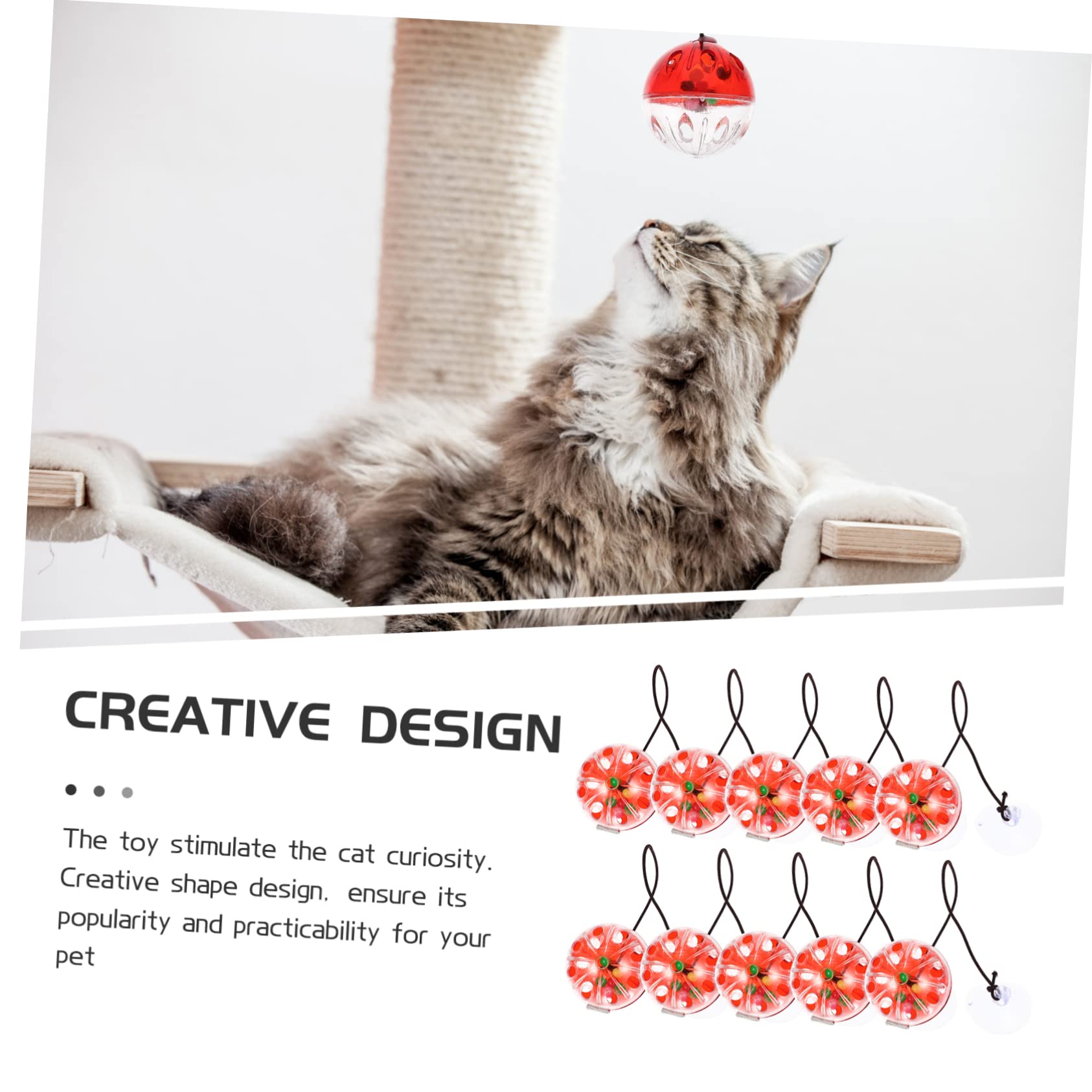 Abaodam Cat Toys for Window 10 Pack Suction Cup Bell Interactive Cat Ball Toy Pet Teasing Bell Indoor Plaything